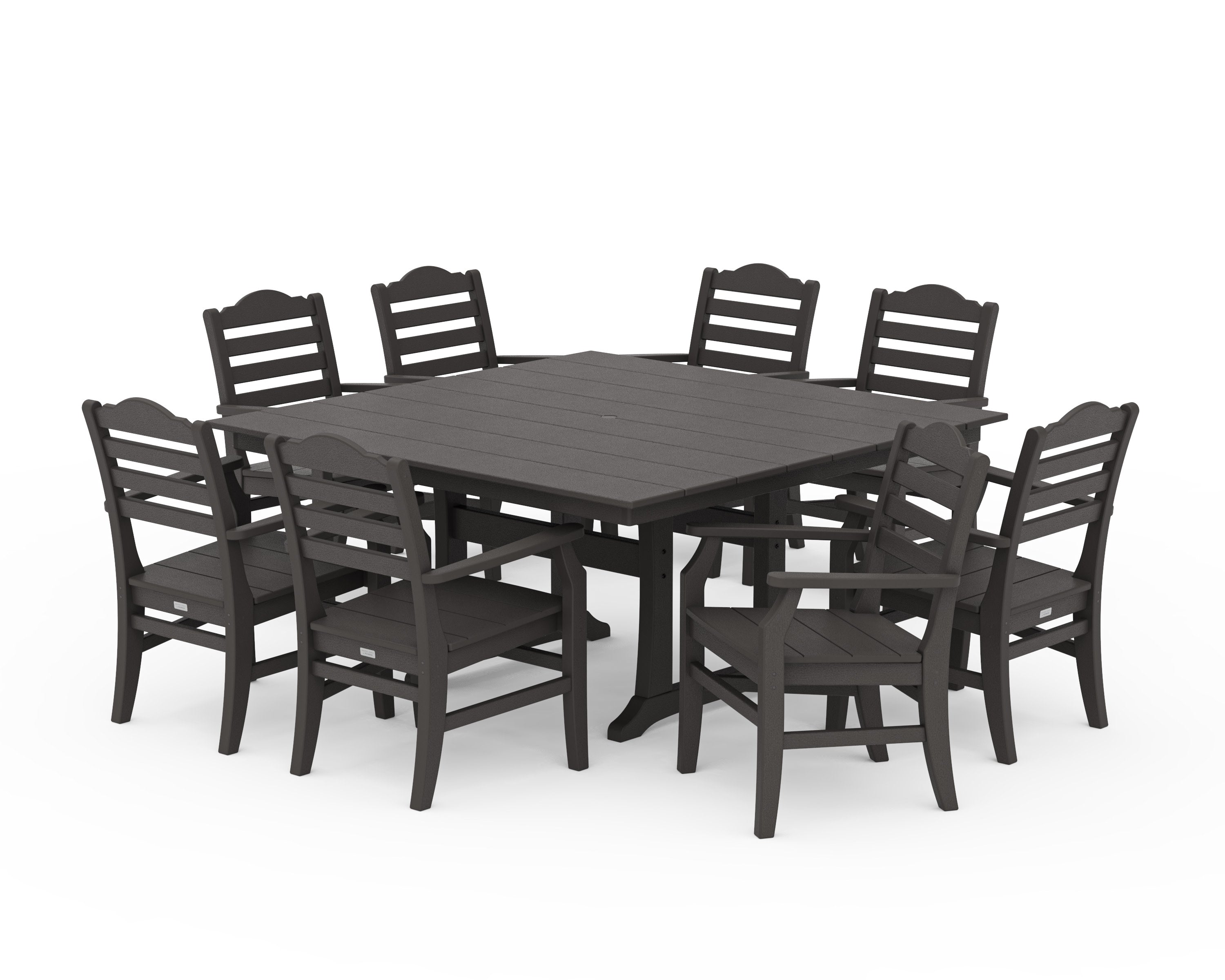 Savannah 9-Piece Square Farmhouse Dining Set with Trestle Legs in Vintage Coffee