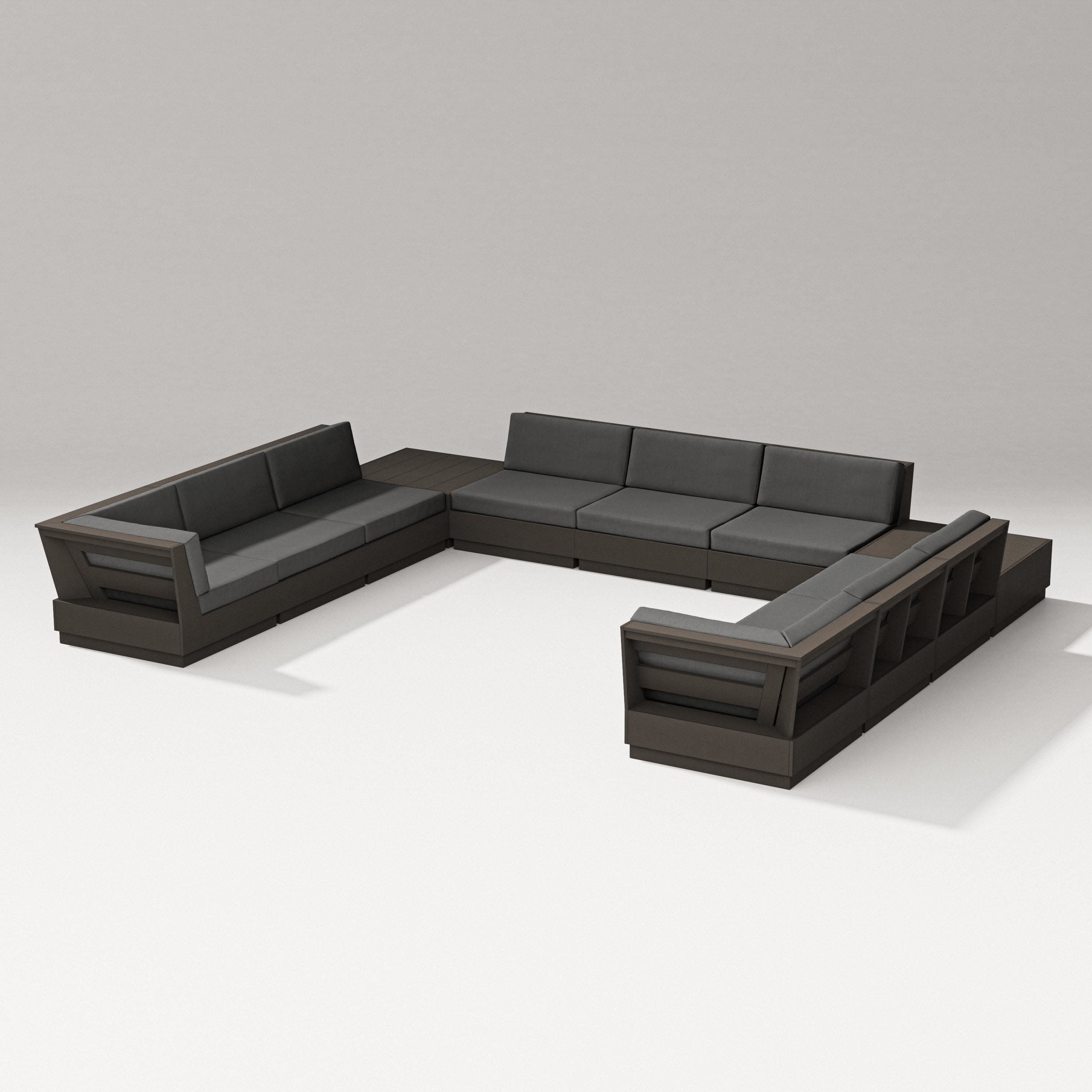 Elevate 11-Piece U-Shaped Sofa Sectional in Vintage Coffee / Spectrum Carbon