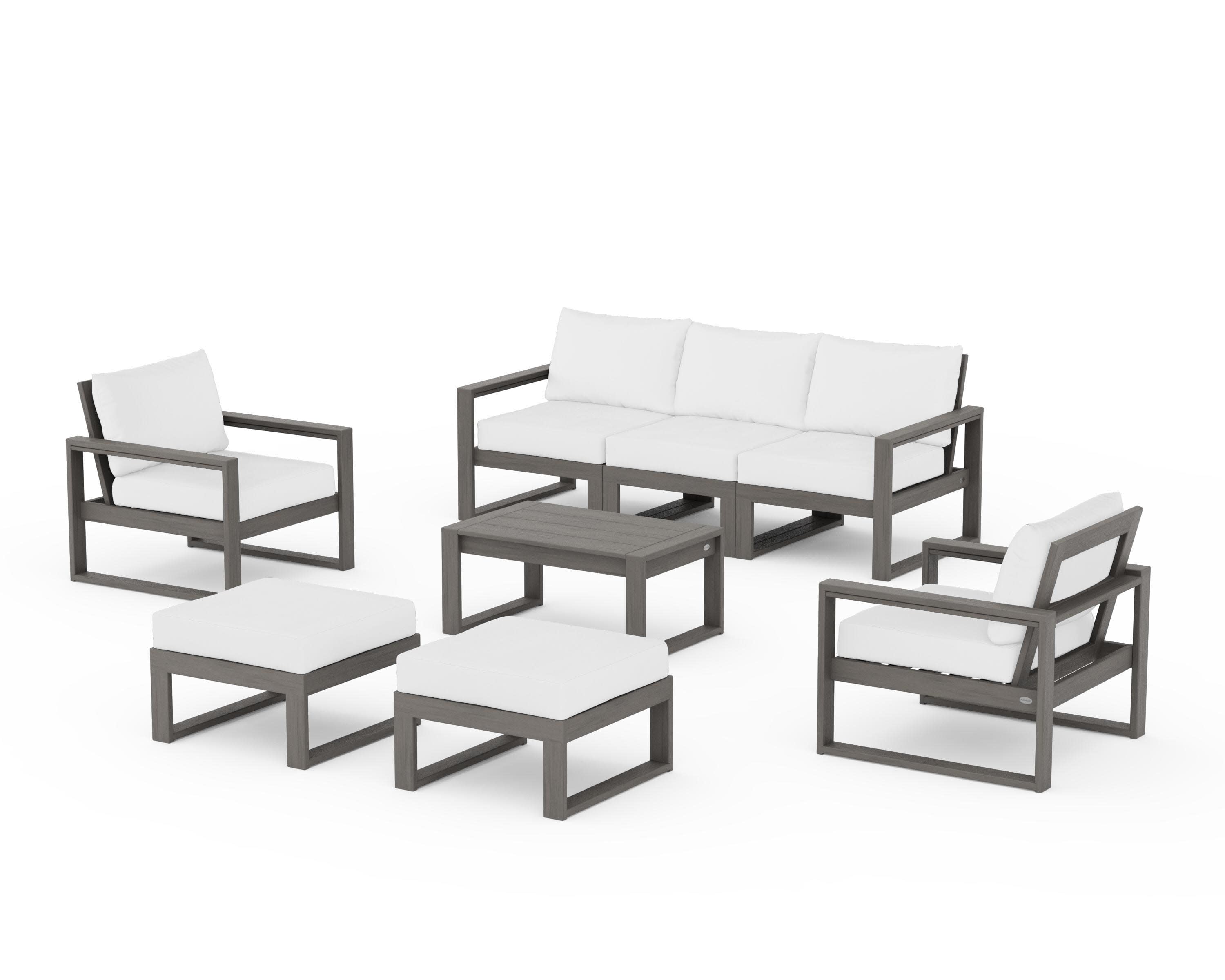 EDGE Sectional 8-Piece Lounge Sofa Set in Driftwood / Natural