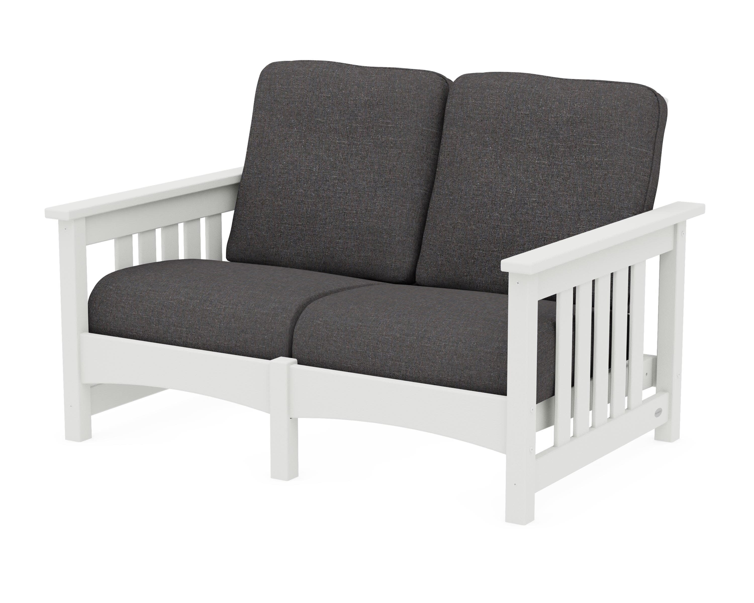 Club Mission Loveseat in Vintage White / Ash Charcoal