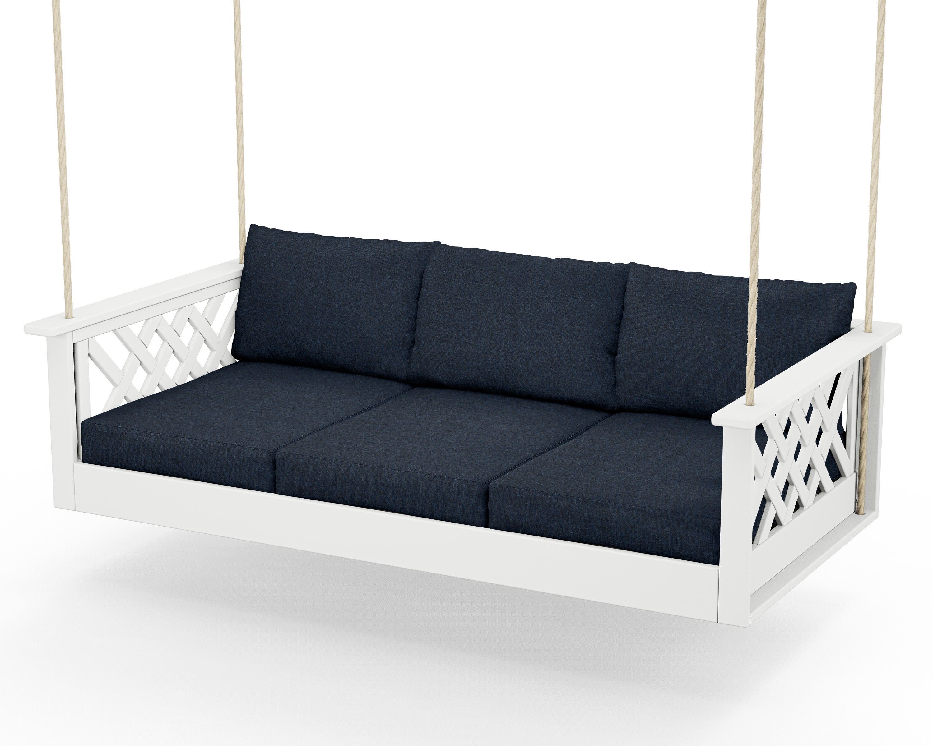 Wovendale Daybed Swing in White / Marine Indigo