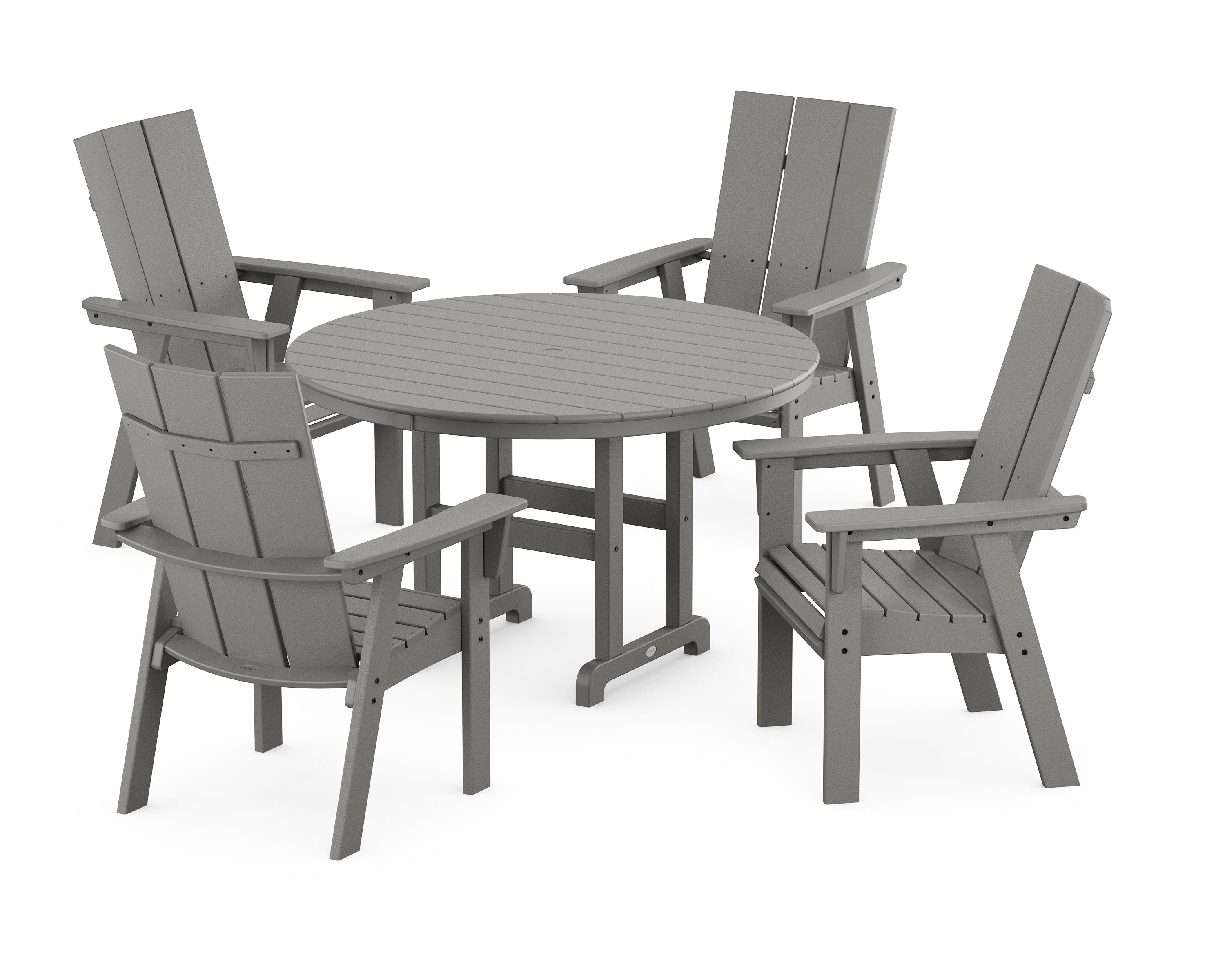 Modern Curveback Adirondack 5-Piece Round Farmhouse Dining Set in Slate Grey