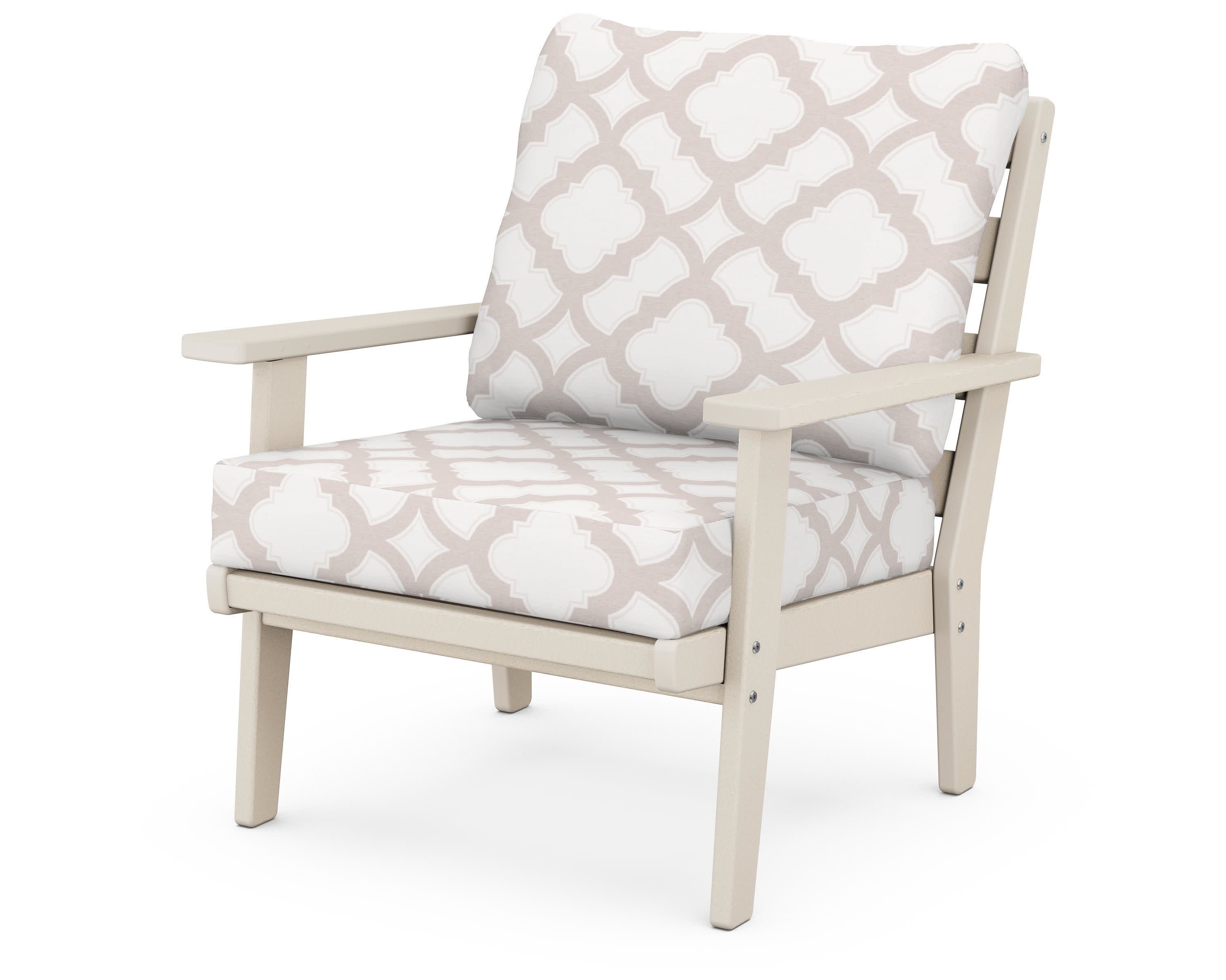 Grant Park Deep Seating Chair in Sand / Trellis Dune Burlap