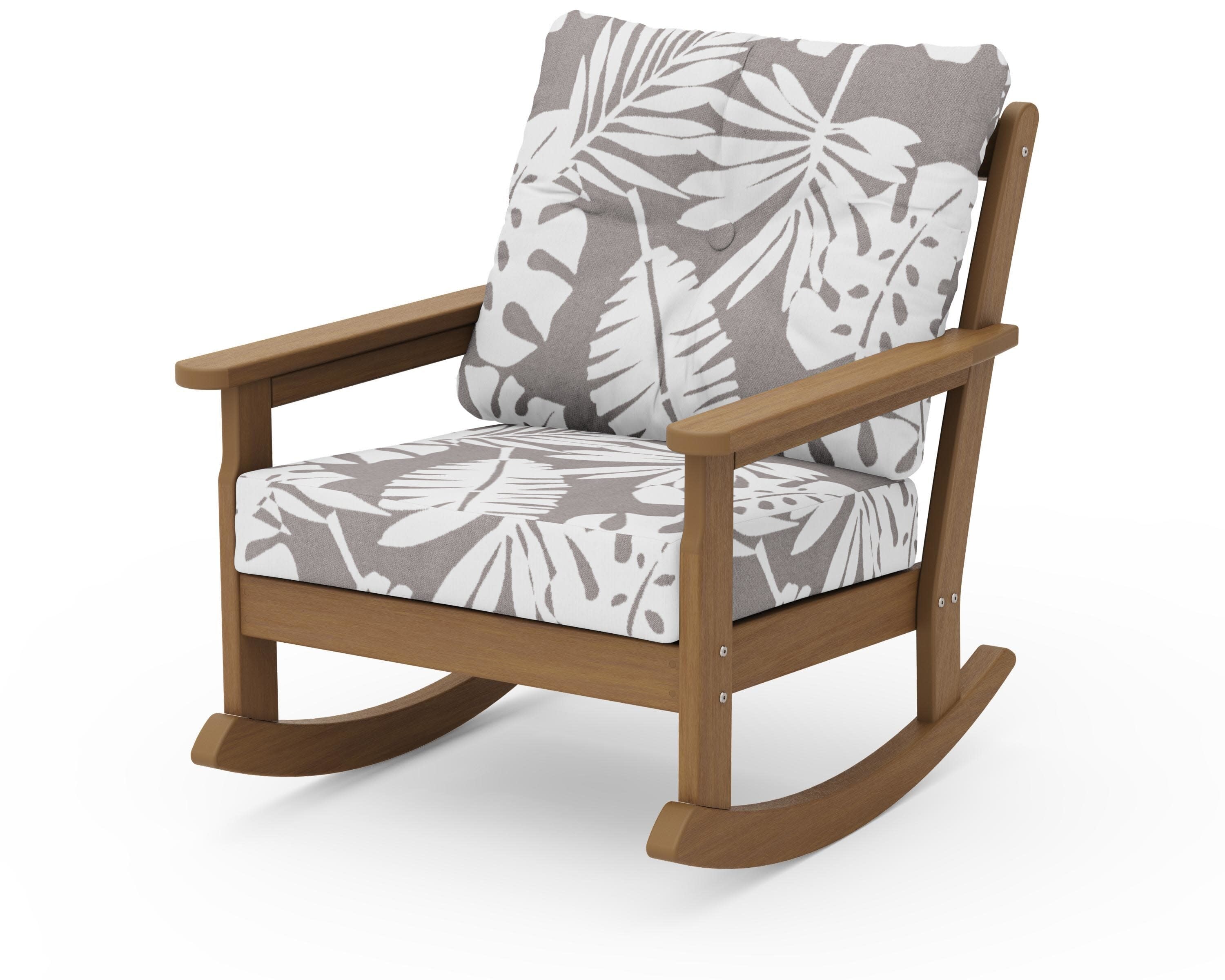 Vineyard Deep Seating Rocking Chair in Natural / Leaf Grey Mist
