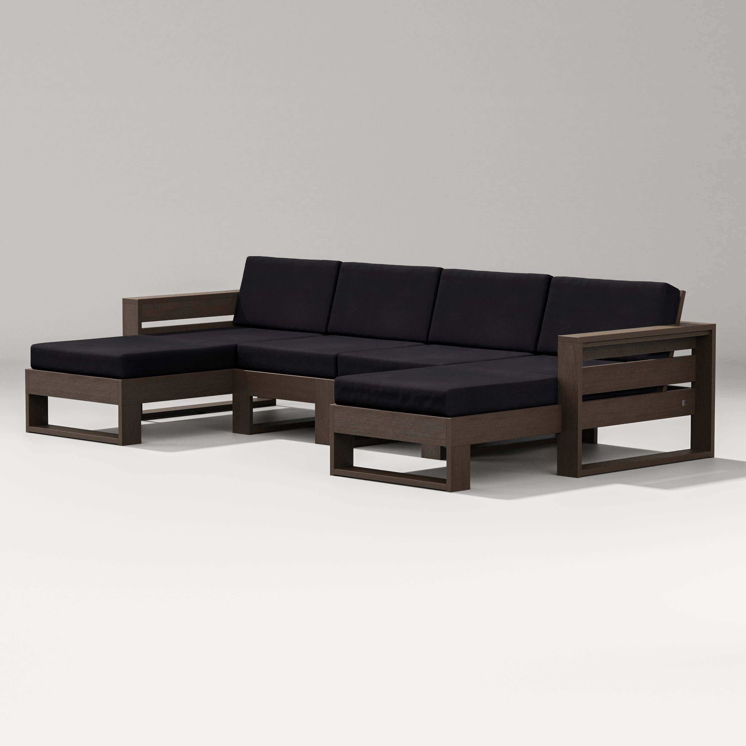 Latitude Double Chaise Sectional in Kona / Midnight Linen