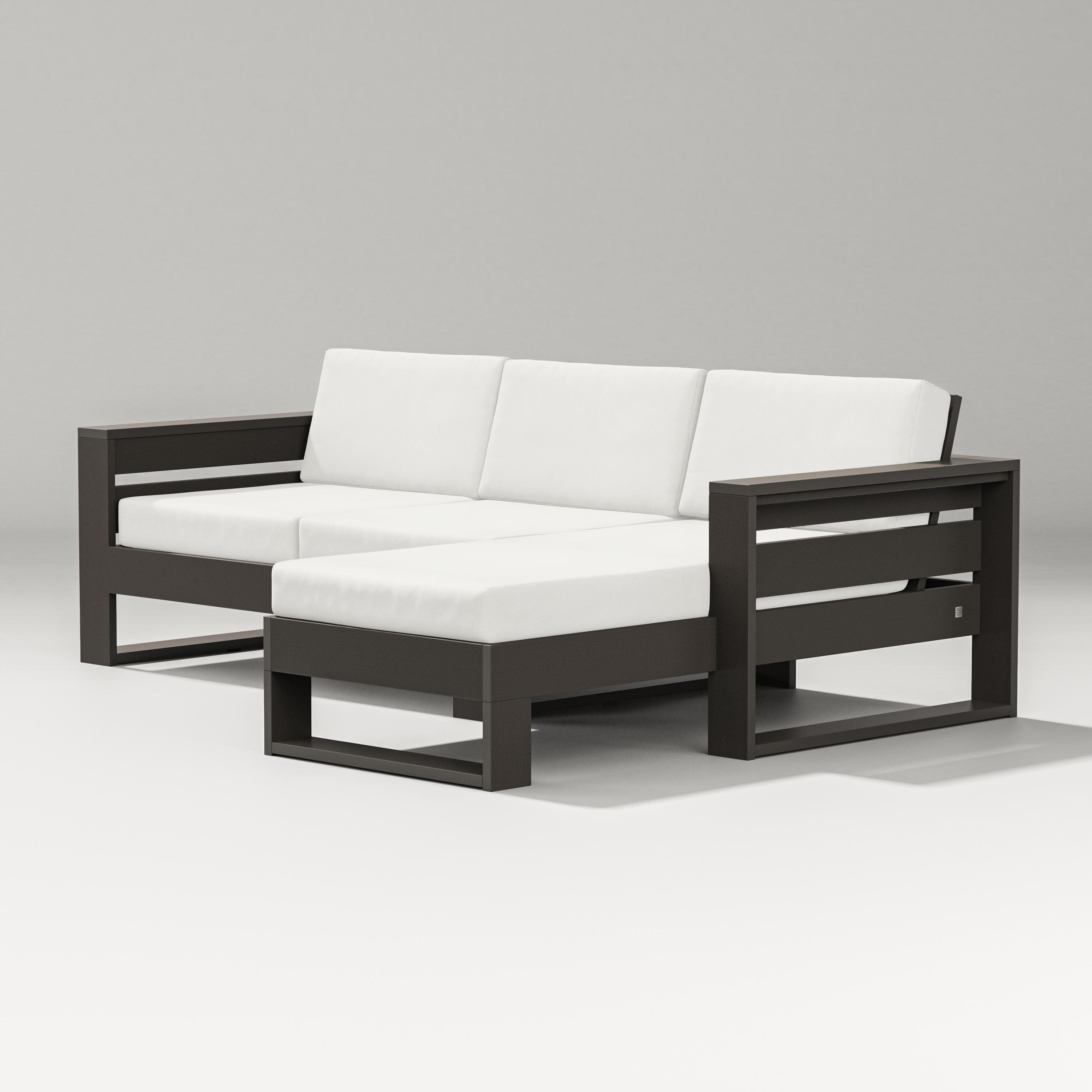 Latitude Right Chaise Sectional in Vintage Coffee / Natural Linen