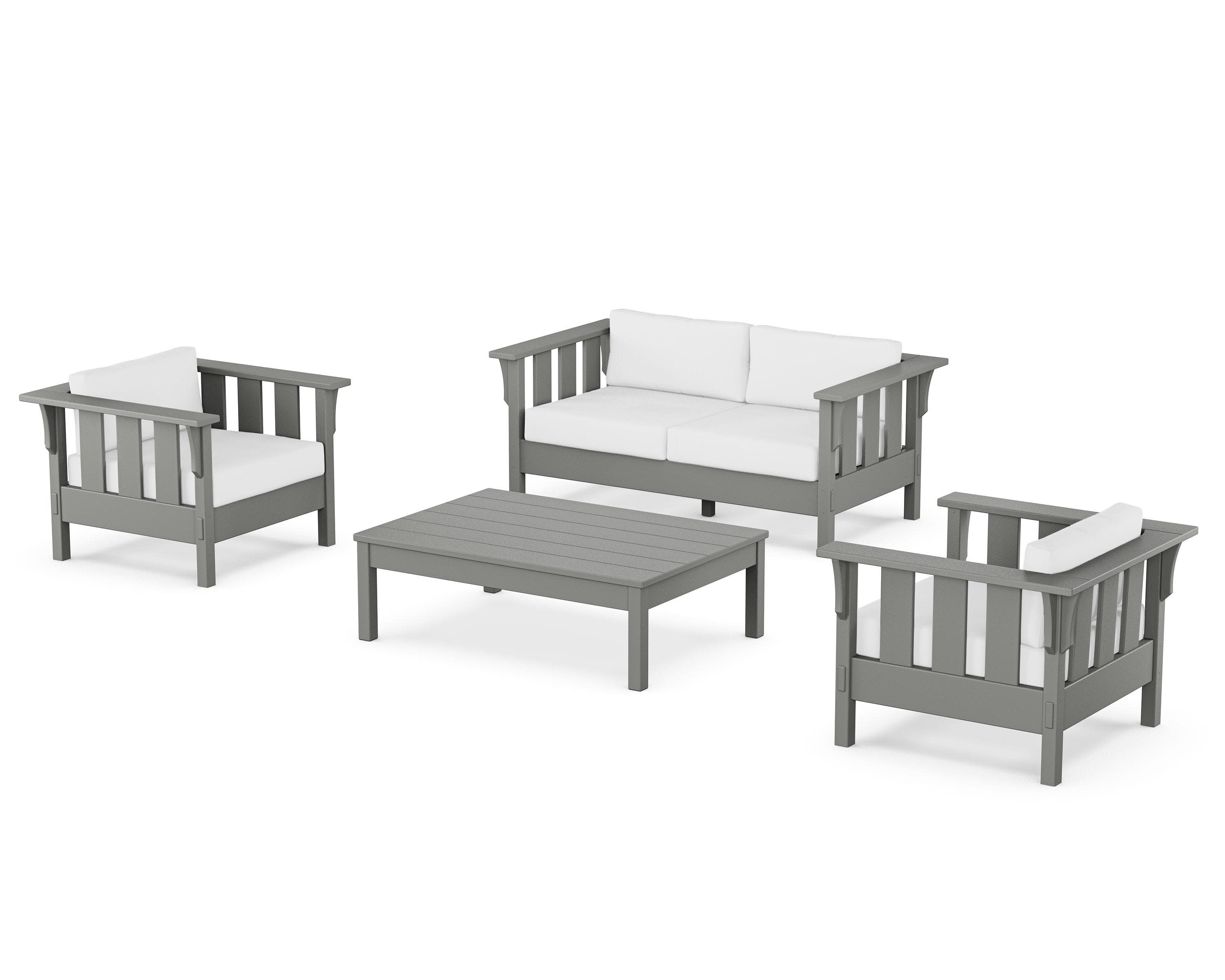 Acadia 4-Piece Deep Seating Set with Loveseat in Slate Grey / Natural