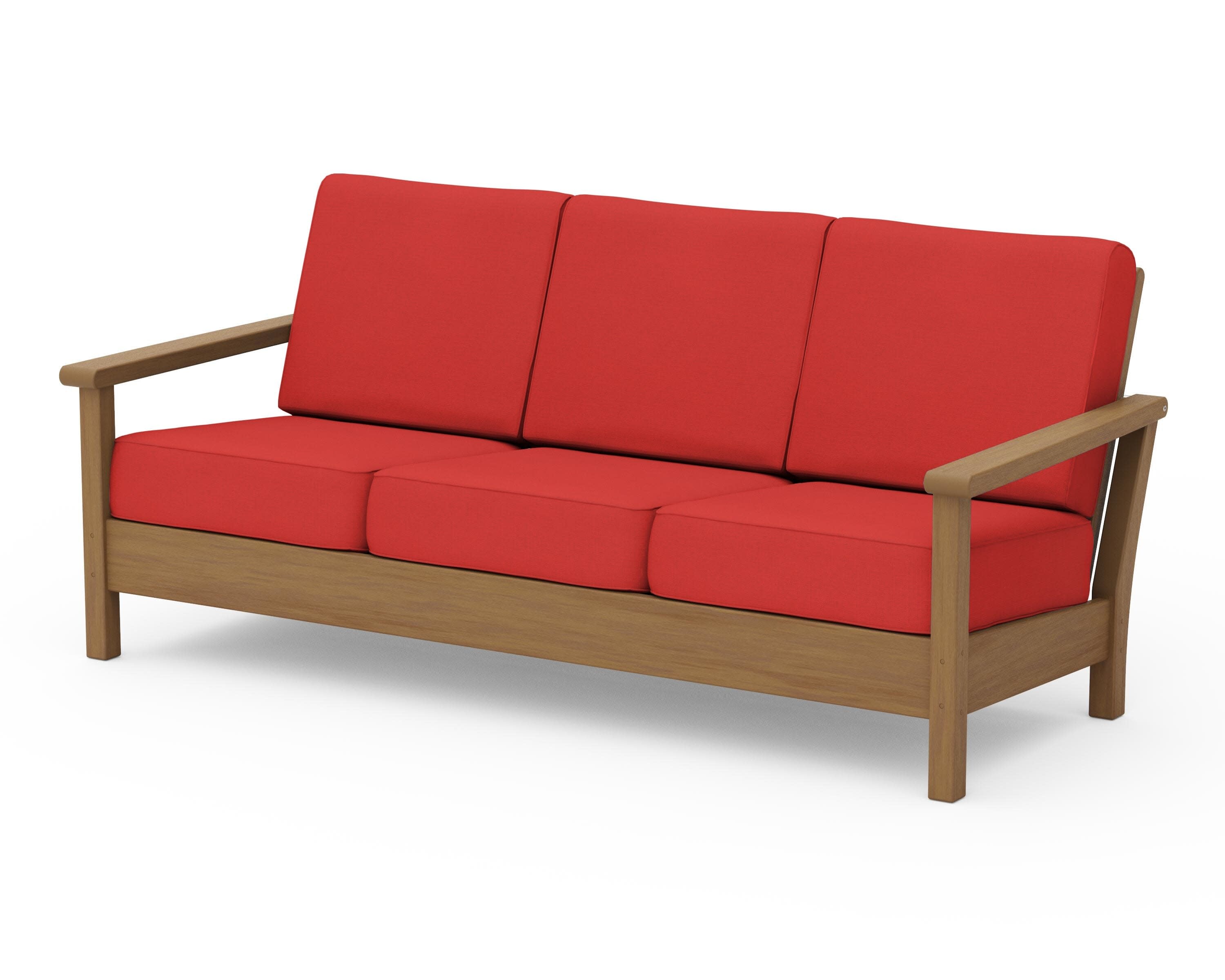 Harbour Deep Seating Sofa in Natural / Crimson Linen
