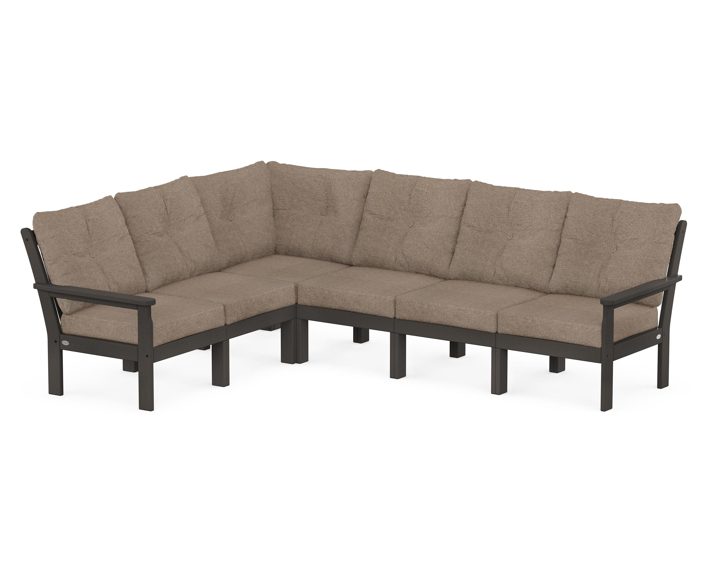Vineyard 6-Piece Sectional in Vintage Coffee / Spiced Burlap