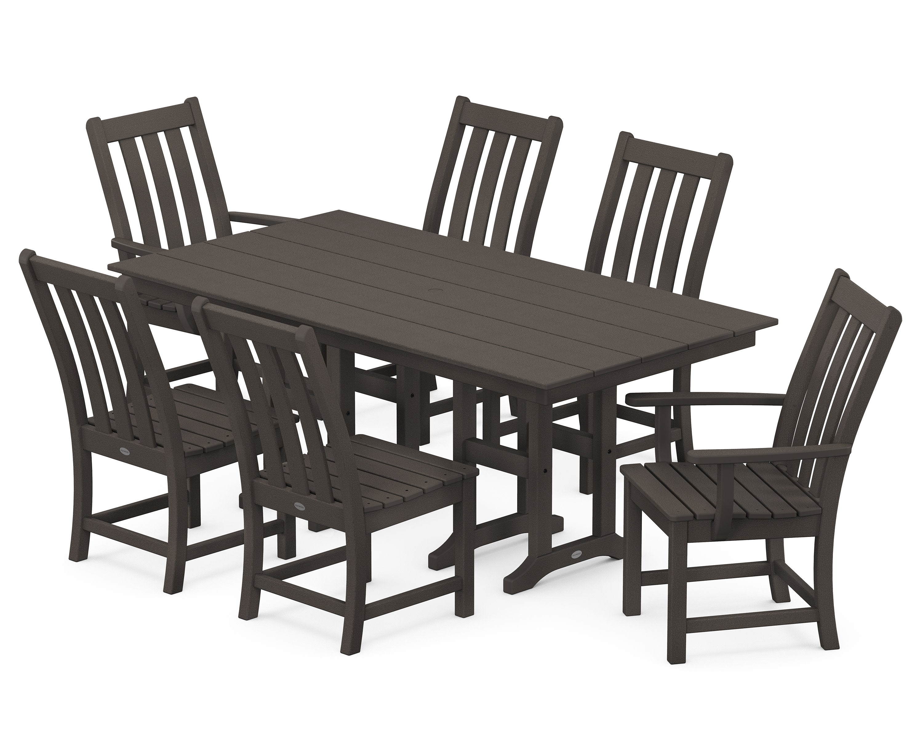 Vineyard 7-Piece Farmhouse Dining Set in Vintage Coffee