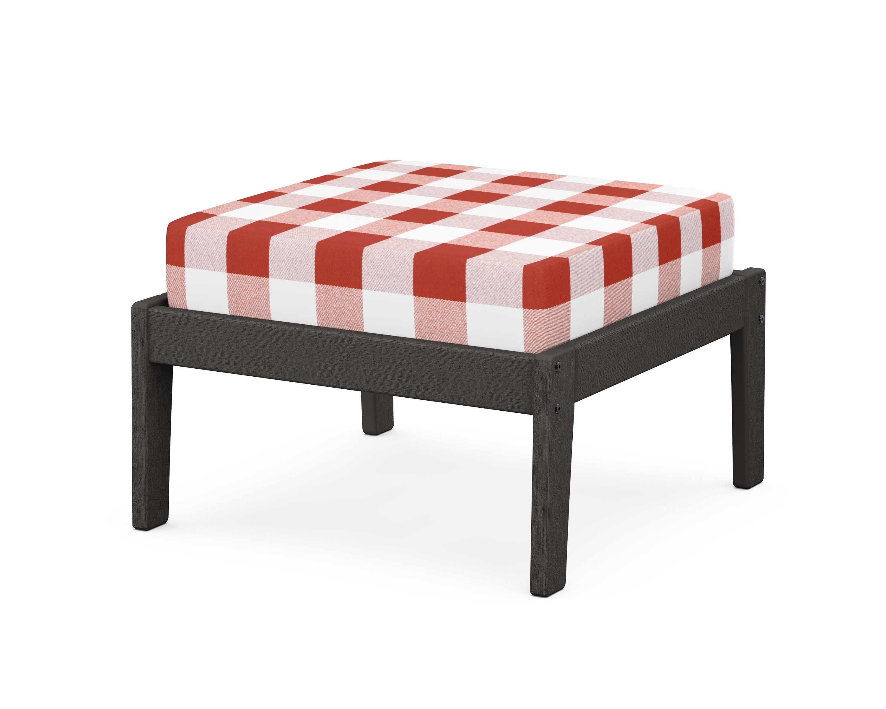 Deep Seating Ottoman in Vintage Coffee / Buffalo Plaid Crimson