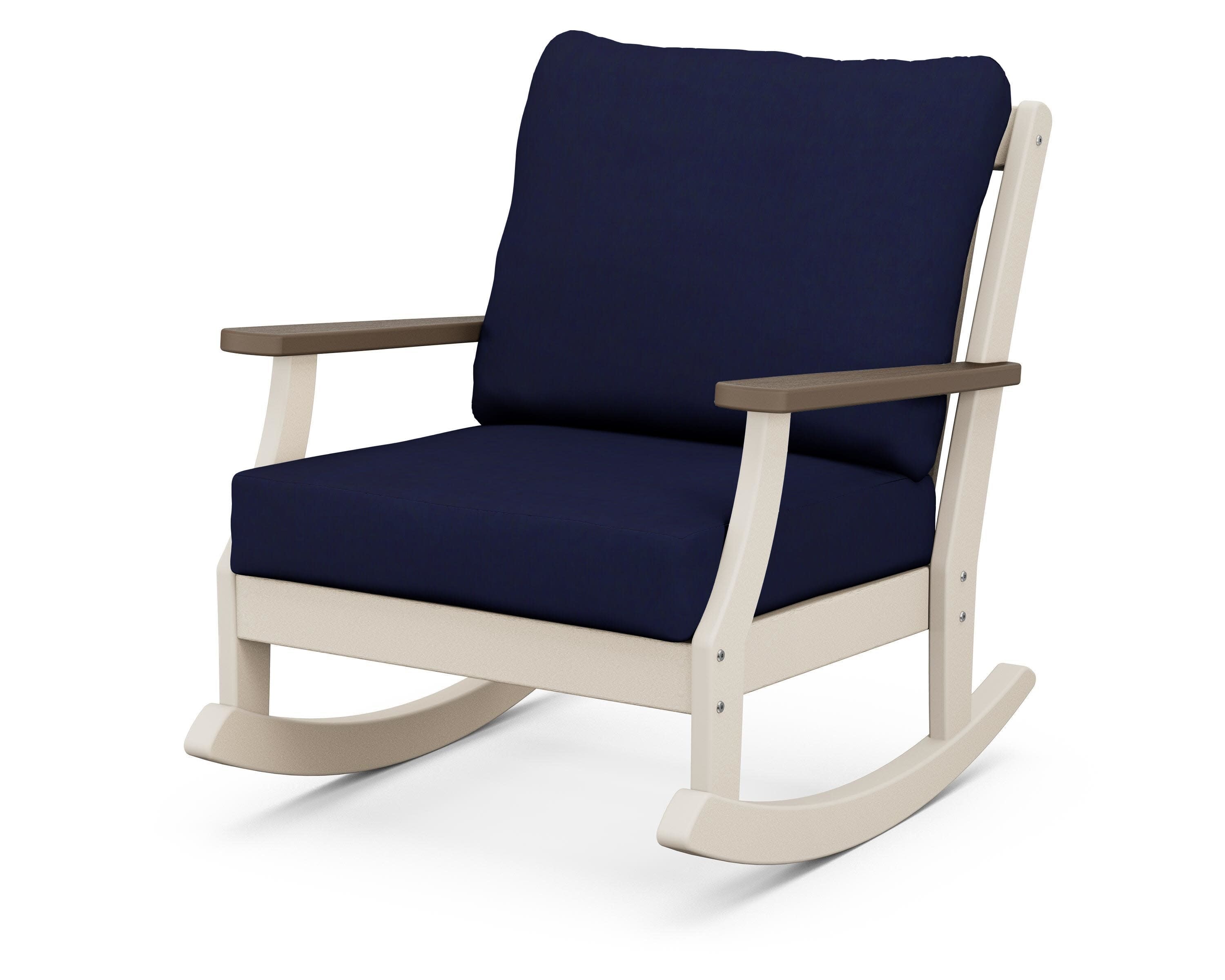 Braxton Deep Seating Rocking Chair in Sand / Kona / Navy