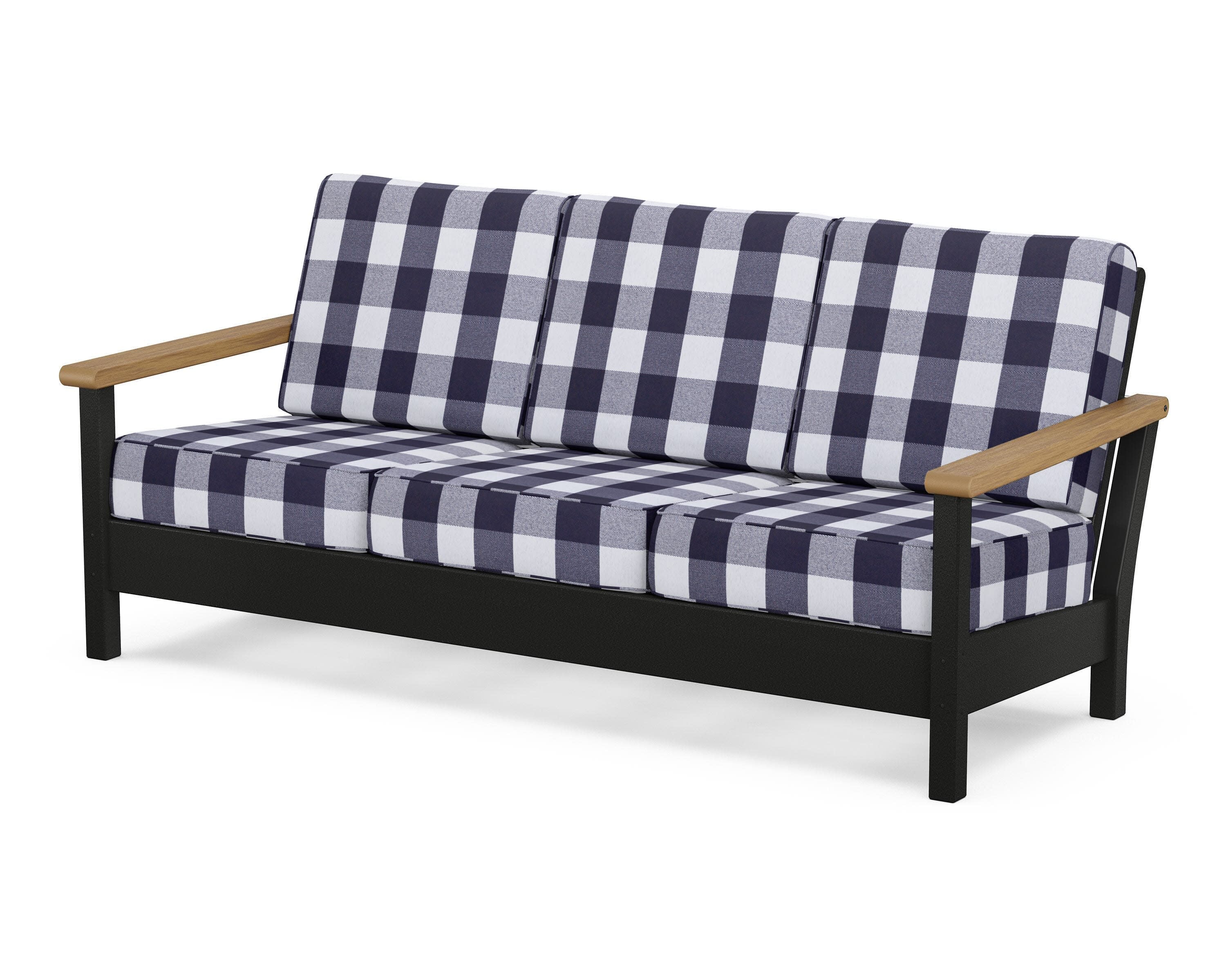 Harbour Deep Seating Sofa in Black / Natural / Buffalo Plaid Navy