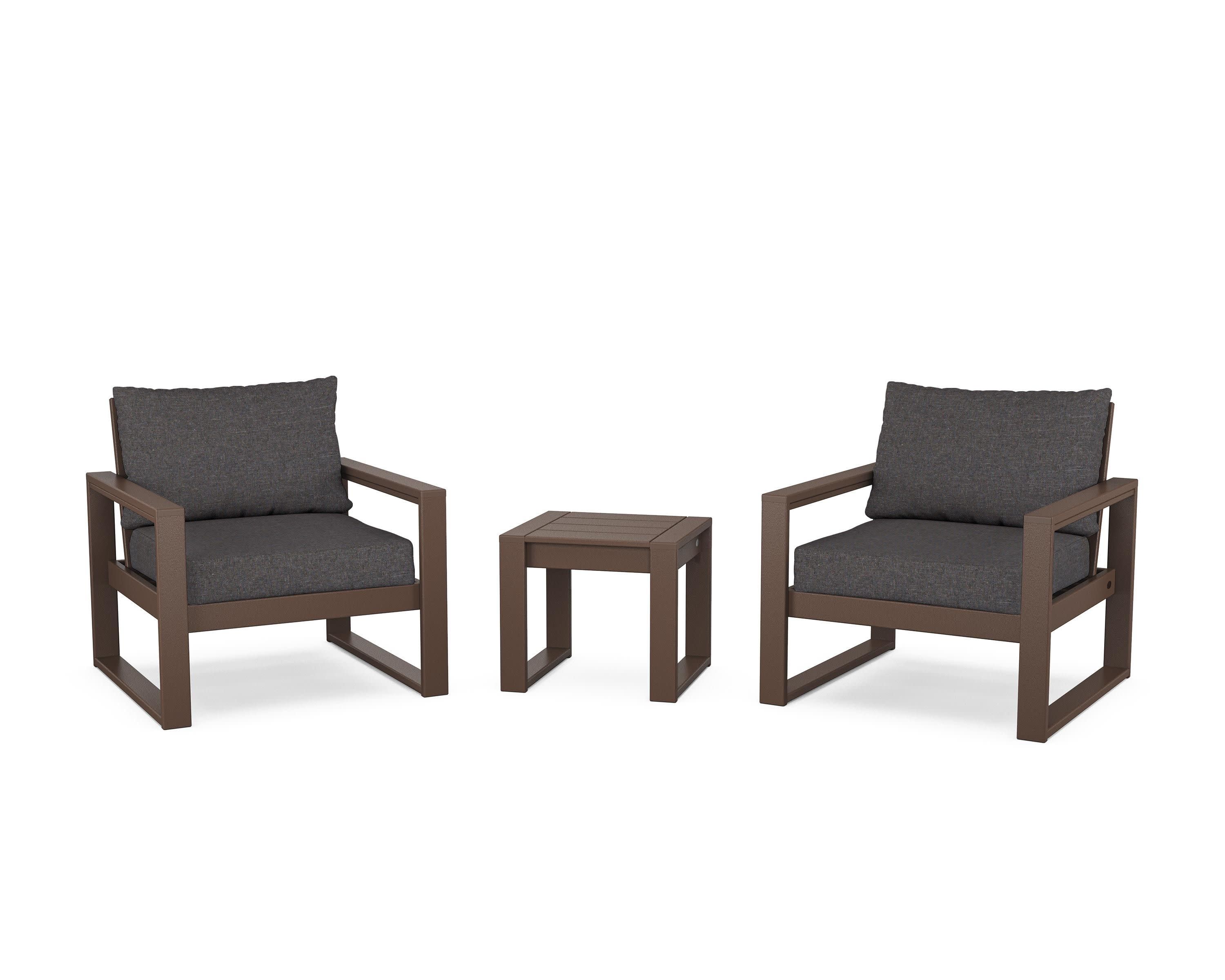 EDGE Sectional 3-Piece Deep Seating Set in Mahogany / Ash Charcoal