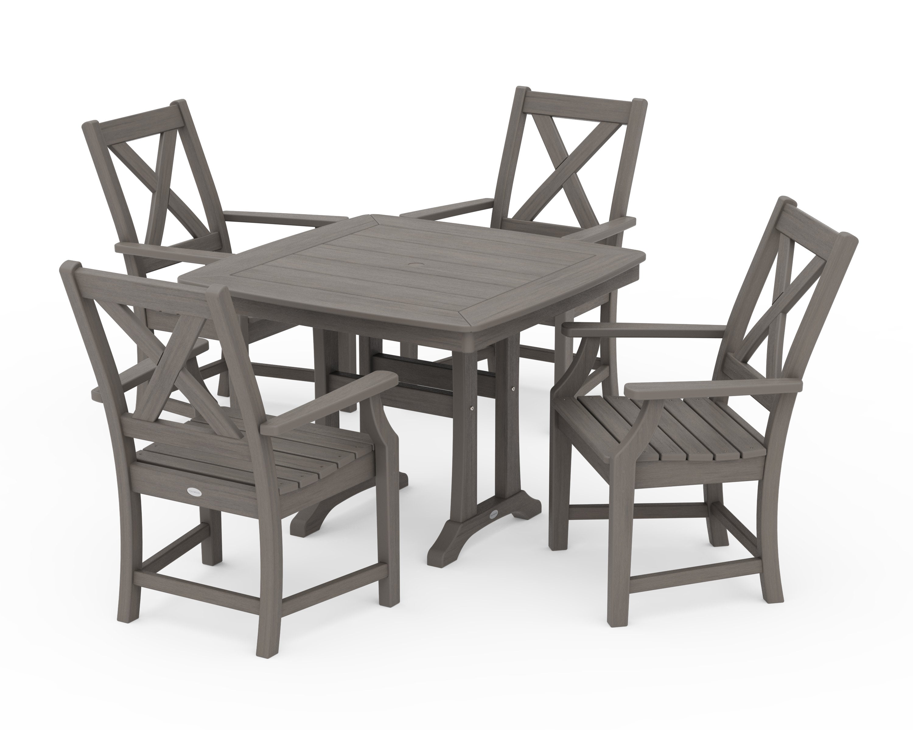 Braxton 5-Piece Dining Set with Trestle Legs in Driftwood