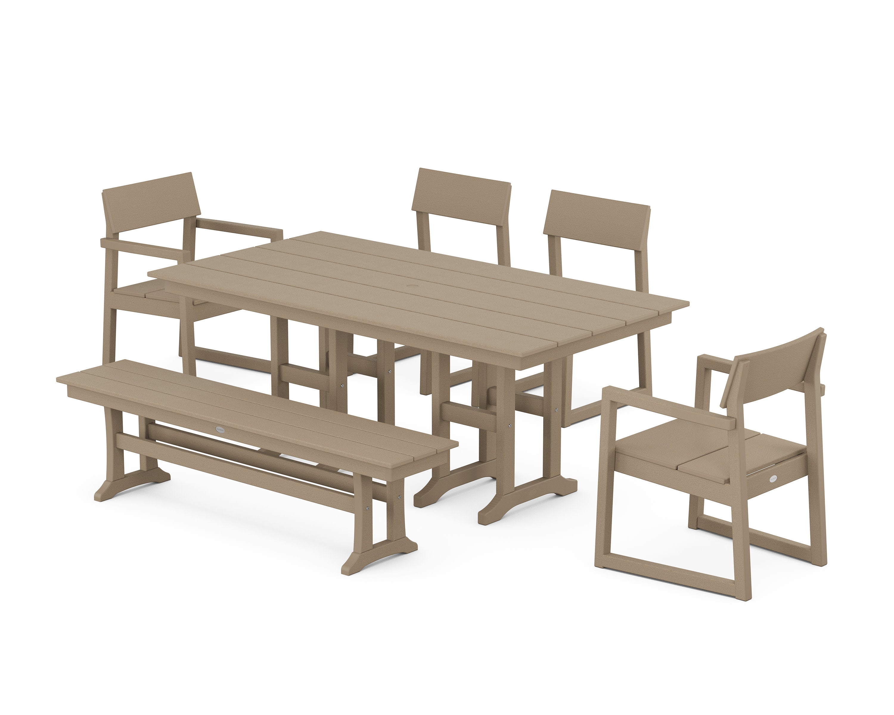 EDGE 6-Piece Farmhouse Dining Set in Vintage Sahara
