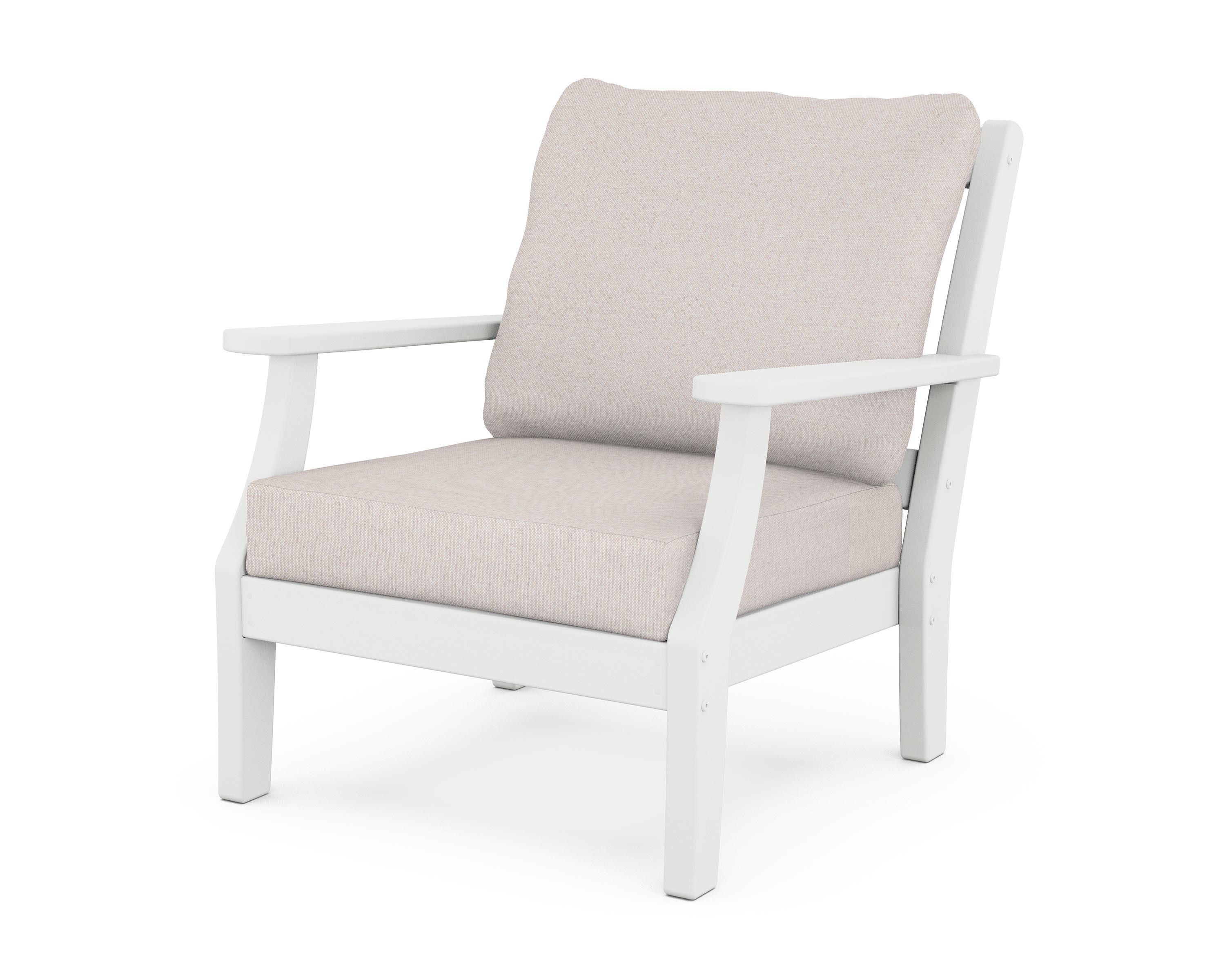 Chinoiserie Deep Seating Chair in White / Dune Burlap