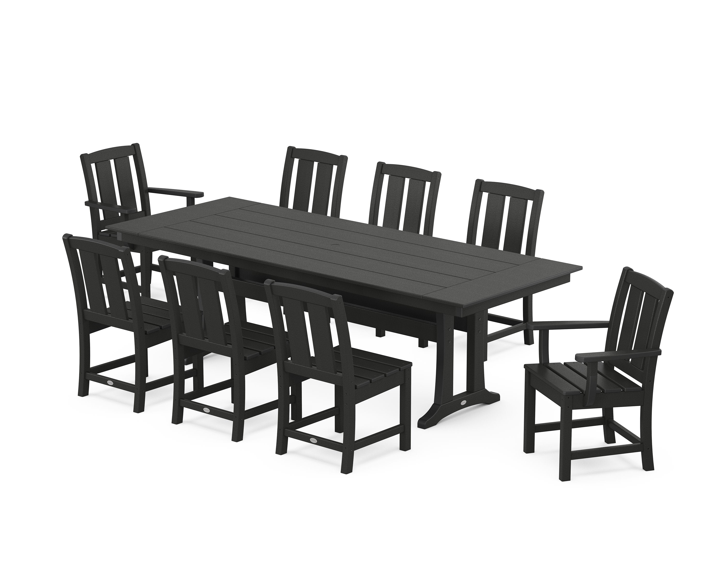 Mission 9-Piece Farmhouse Dining Set with Trestle Legs in Black