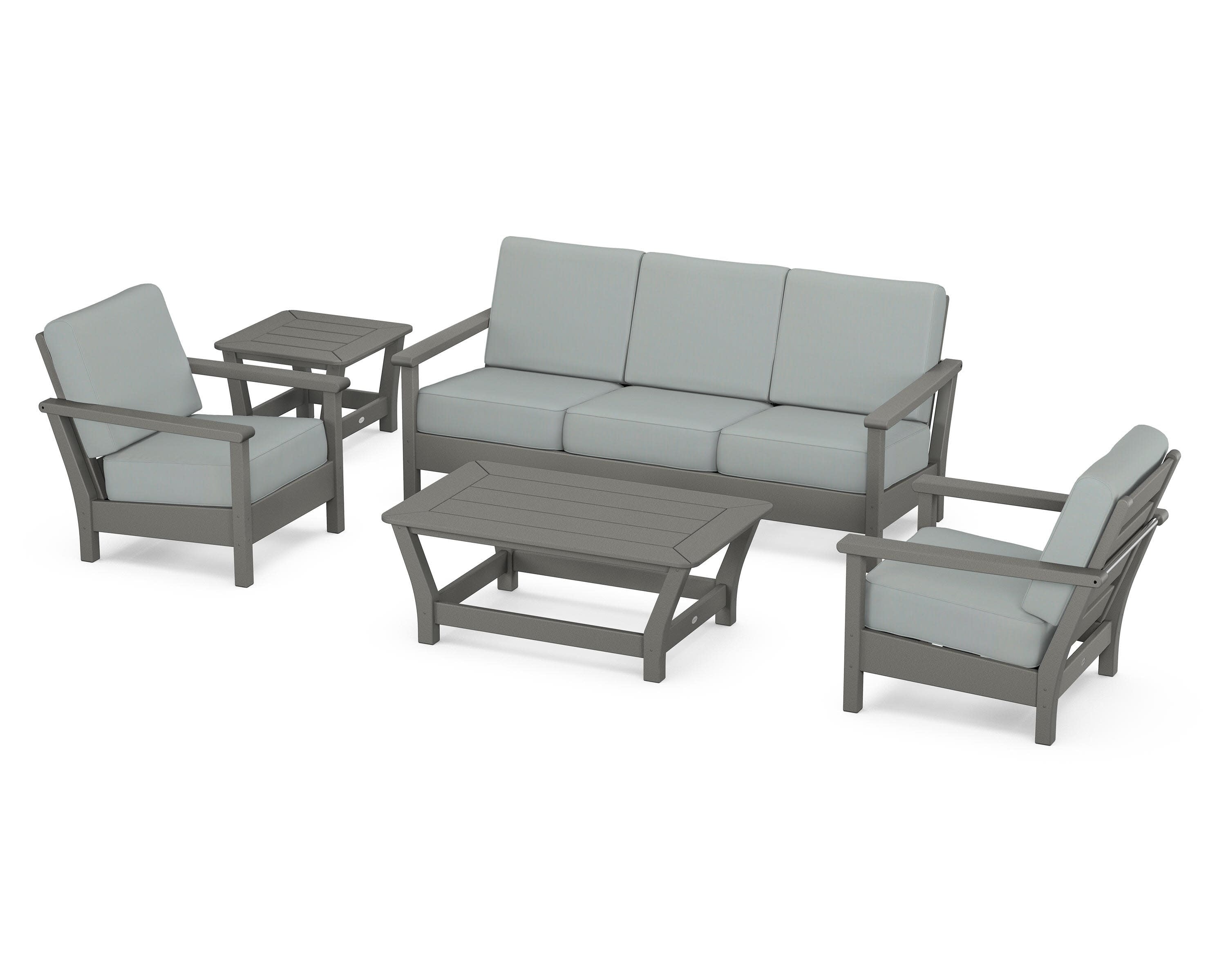 Harbour 5-Piece Deep Seating Set in Slate Grey / Spa