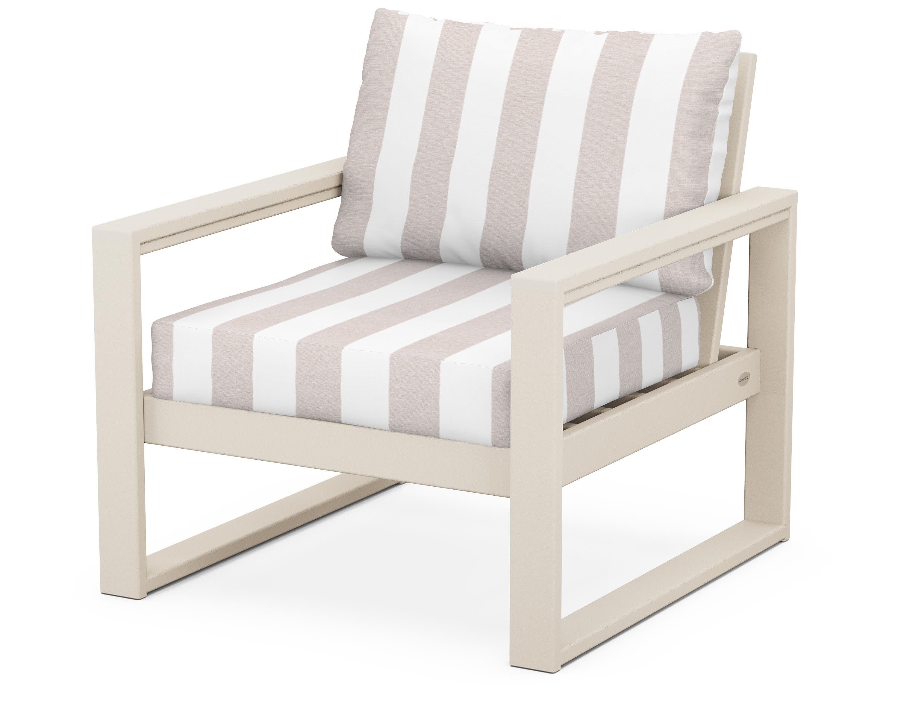EDGE Club Chair in Sand / Cabana Stripe Dune Burlap