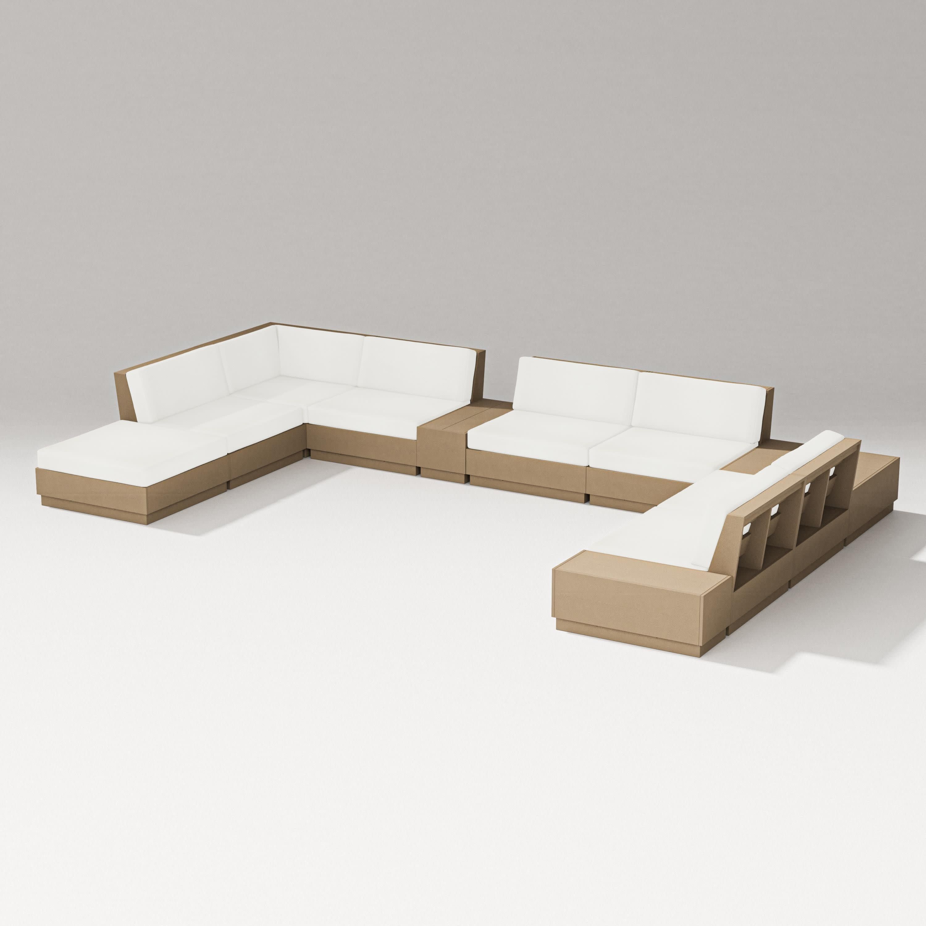 Elevate 11-Piece Conversation Sectional Set in Vintage Sahara / Natural Linen