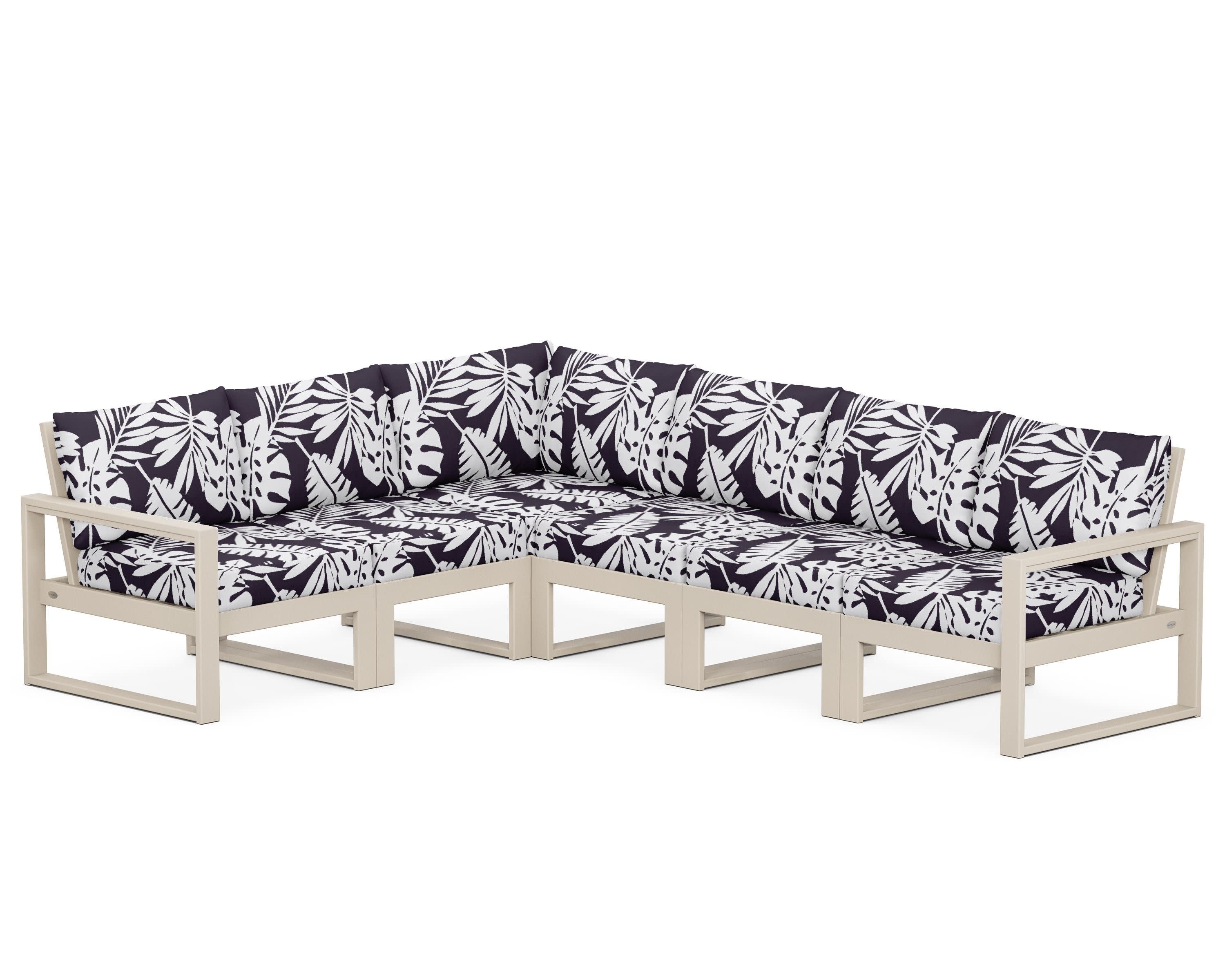 EDGE 6-Piece Modular Deep Seating Set in Sand / Leaf Navy