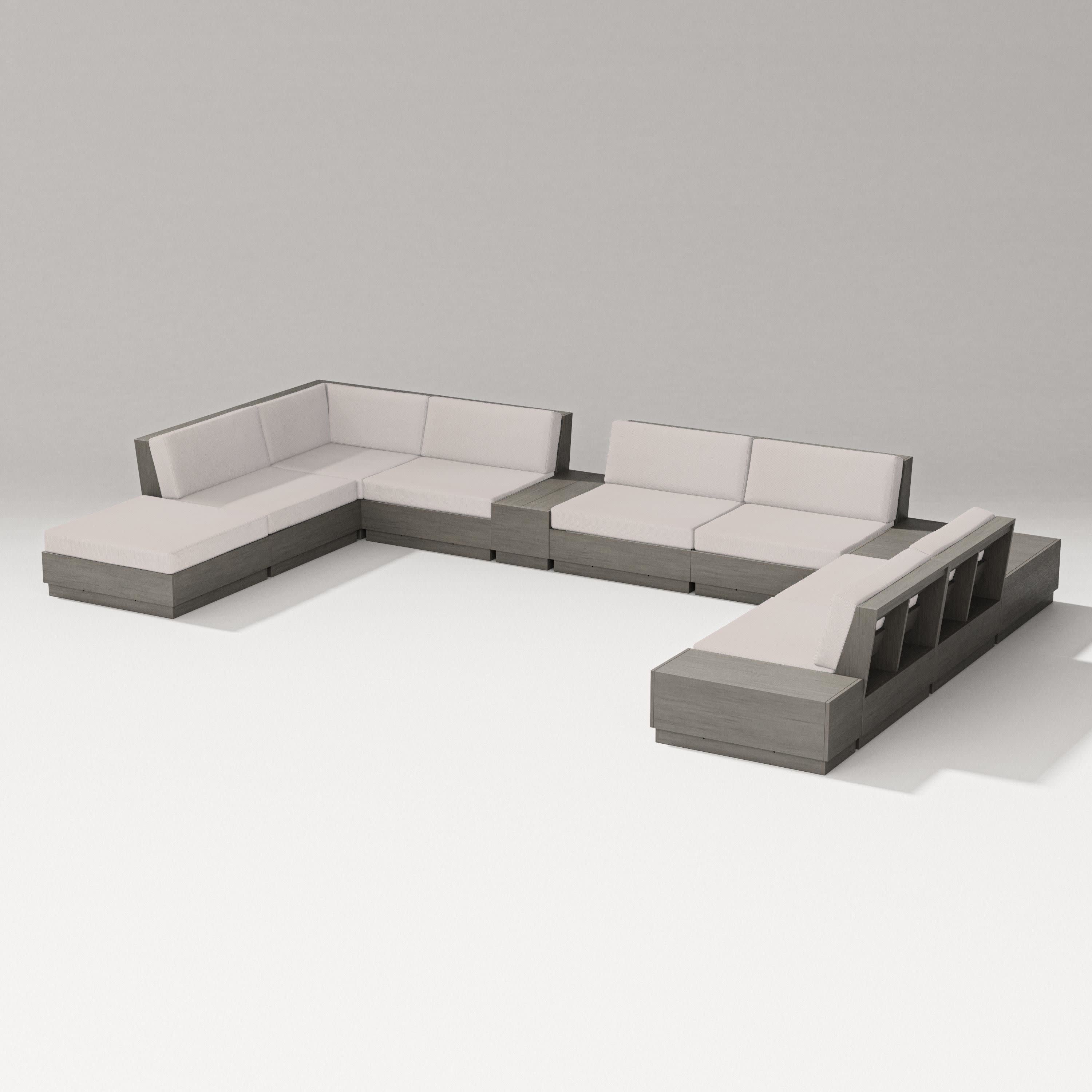 Elevate 11-Piece Conversation Sectional Set in Driftwood / Dune Burlap