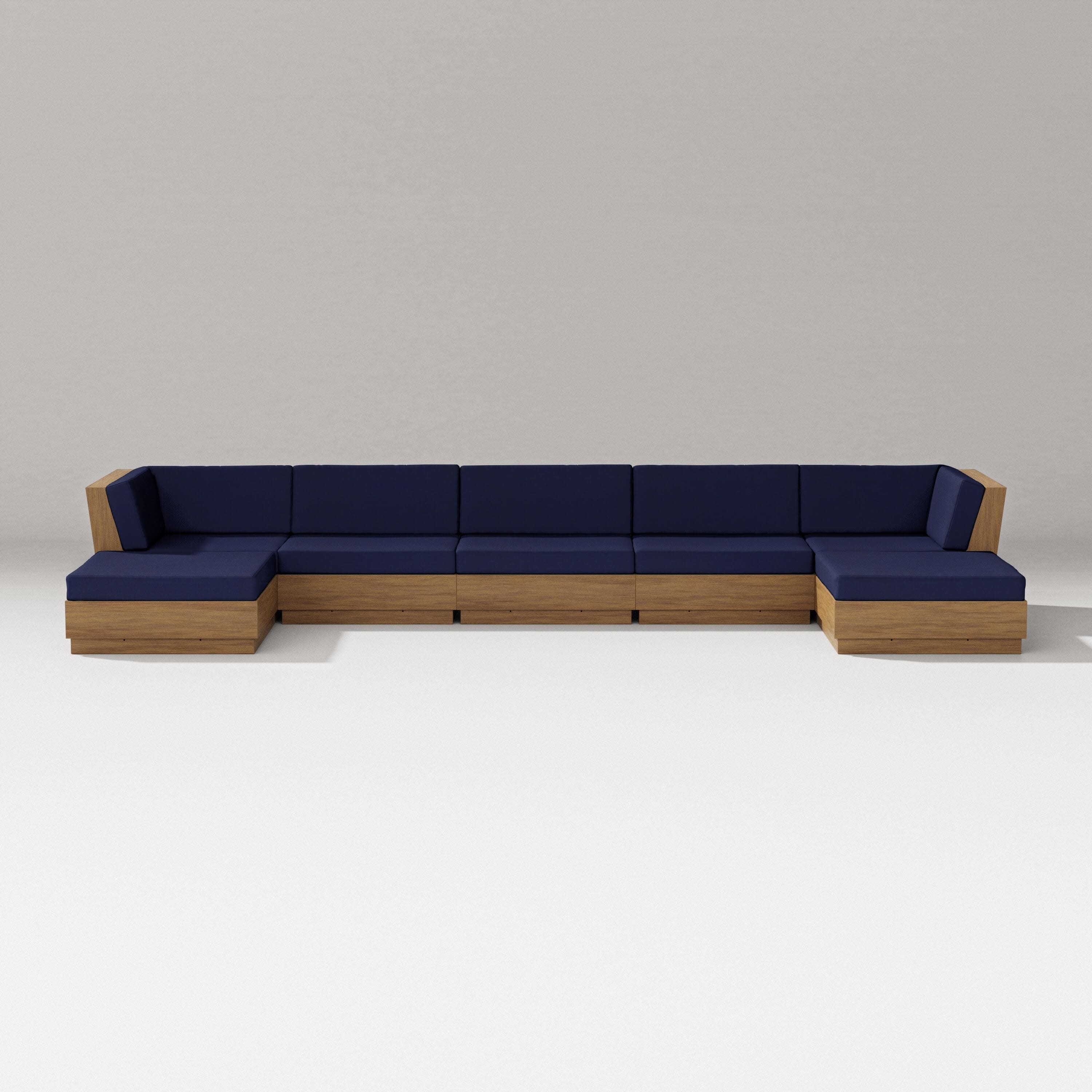 Elevate 7-Piece Double Chaise Sectional in Natural / Navy