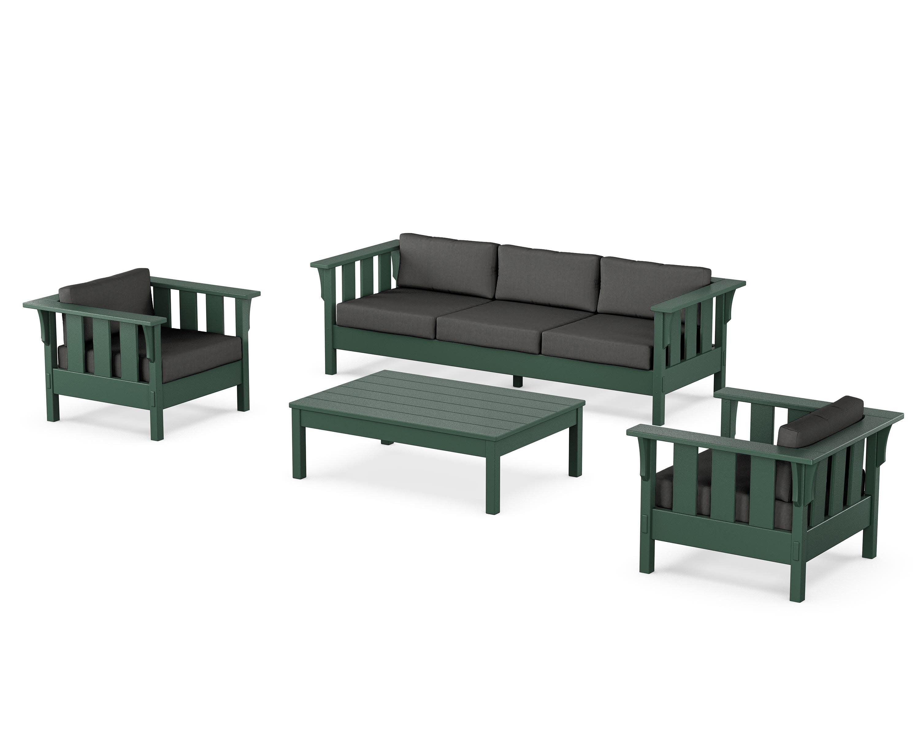 Acadia 4-Piece Deep Seating Set with Sofa in Green / Spectrum Carbon