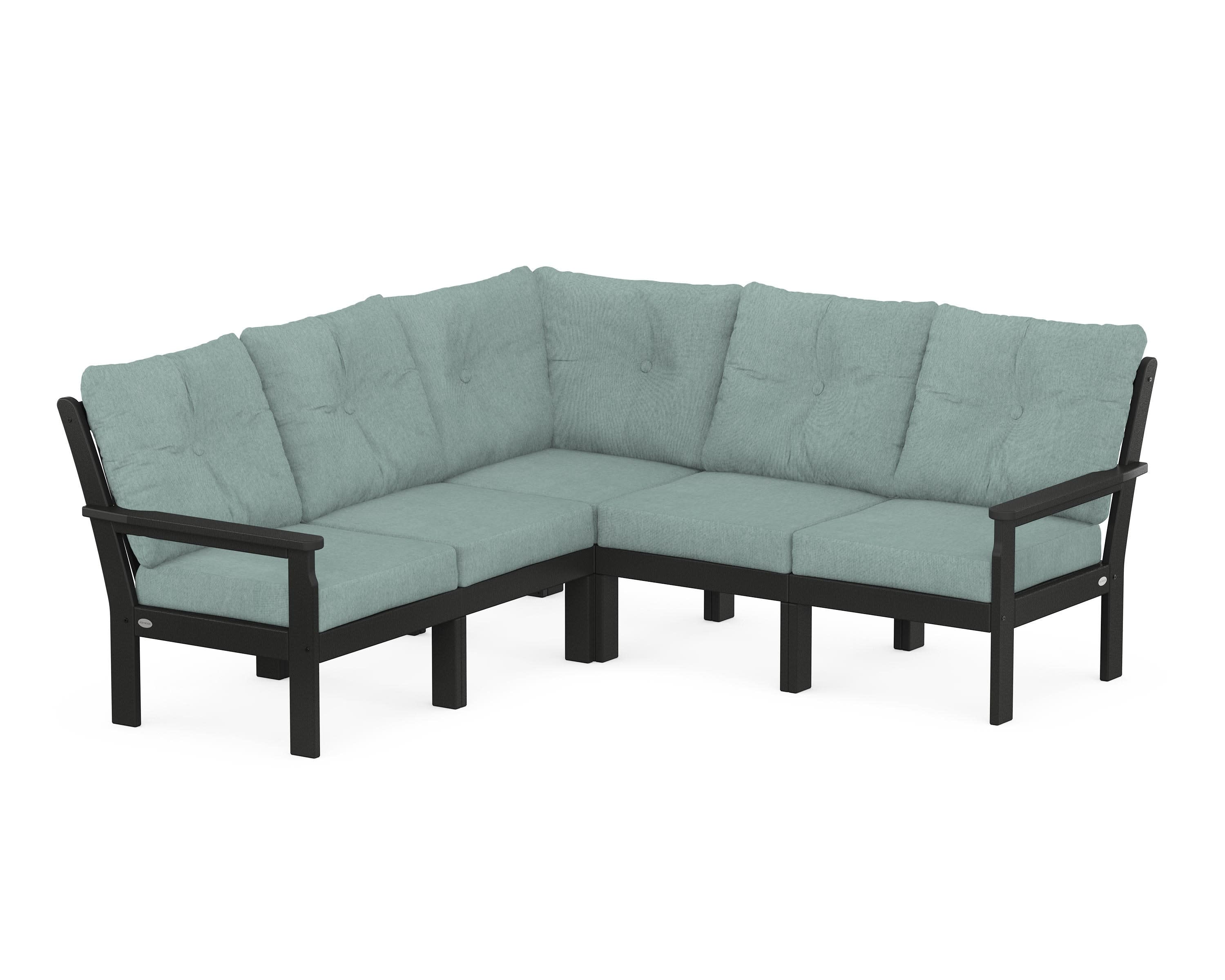 Vineyard 5-Piece Sectional in Black / Glacier Spa