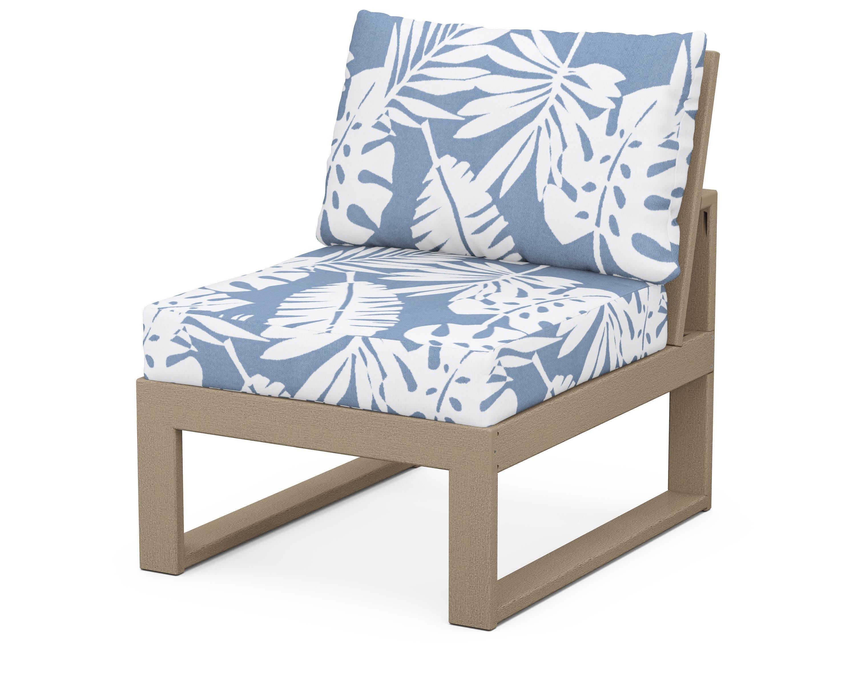 Modular Armless Chair in Vintage Sahara / Leaf Sky Blue