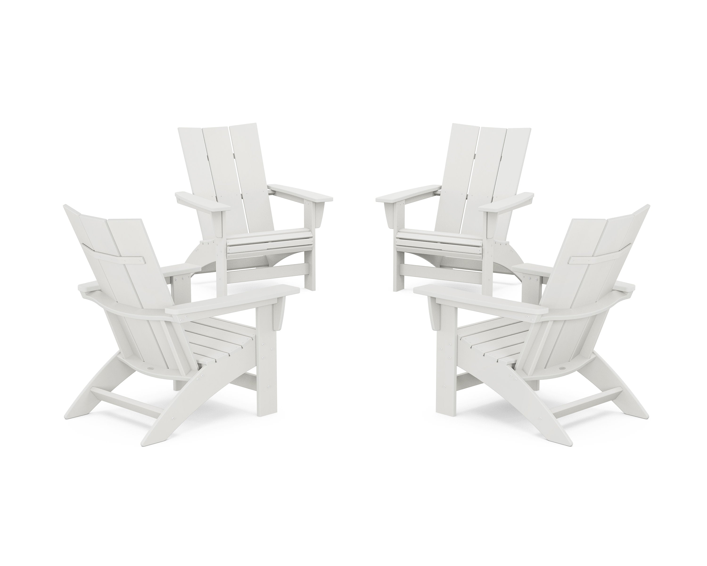 4-Piece Modern Grand Adirondack Chair Conversation Set in Vintage White