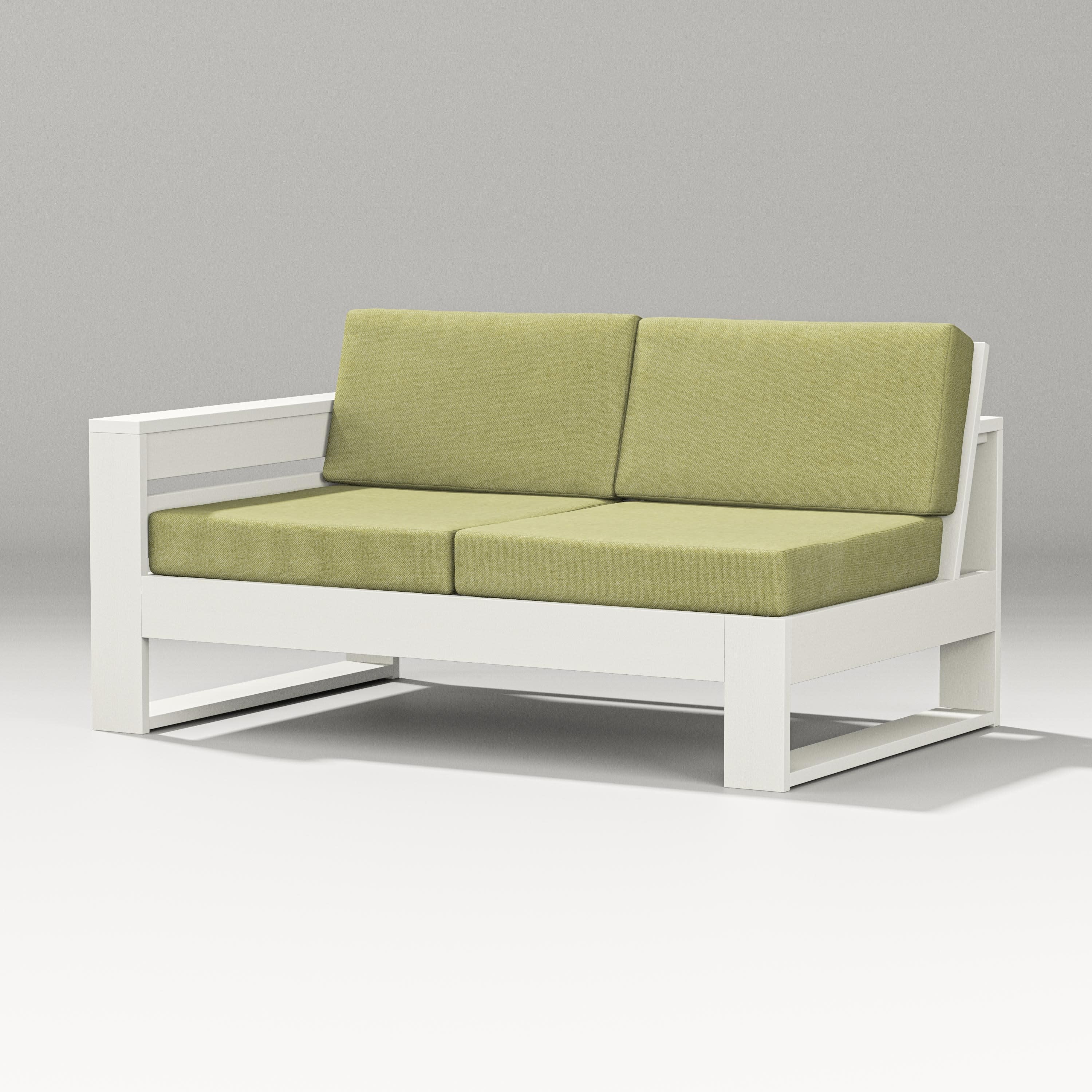 Latitude Modular Left Arm Loveseat in Vintage White / Chartreuse Boucle
