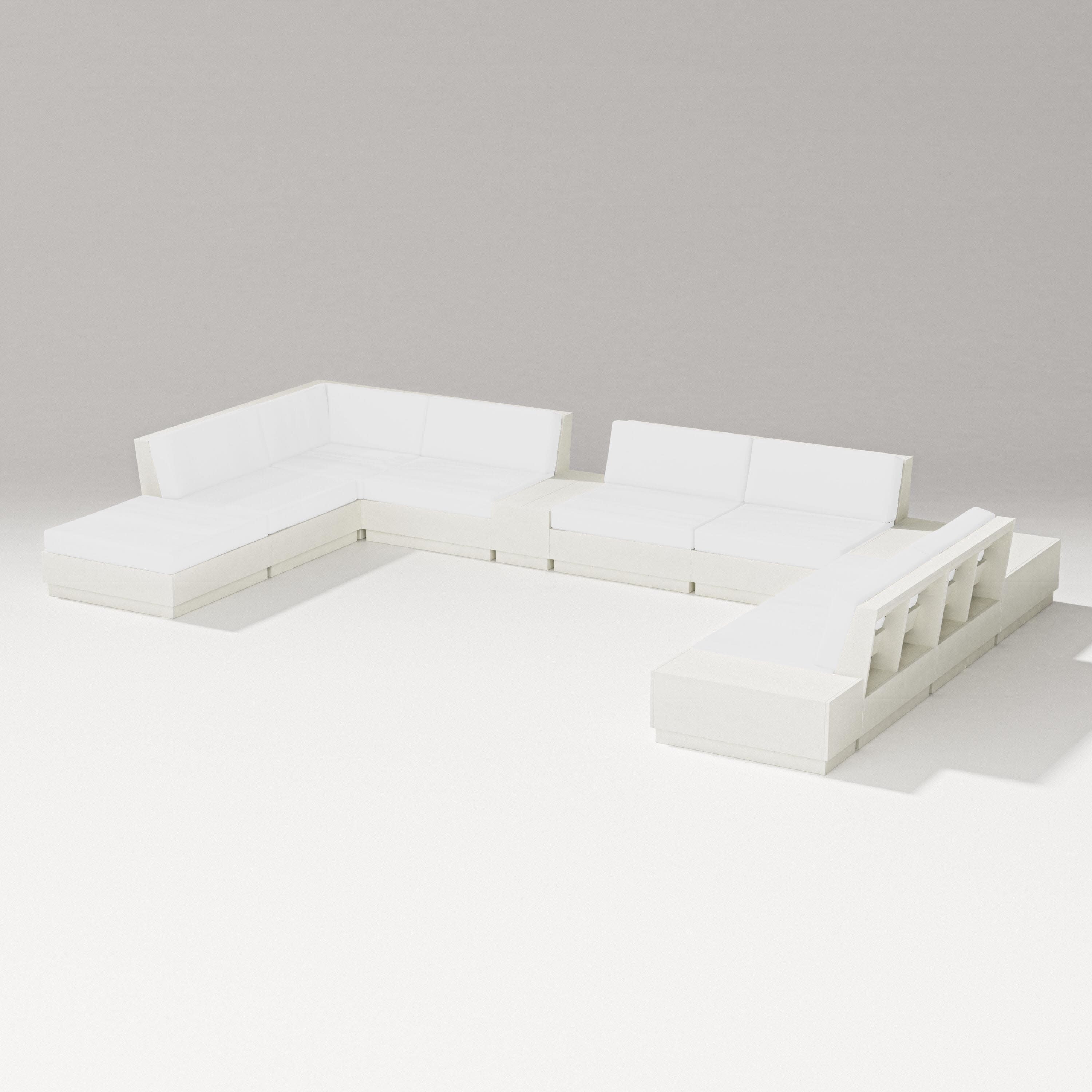 Elevate 11-Piece Conversation Sectional Set in Vintage White / Natural