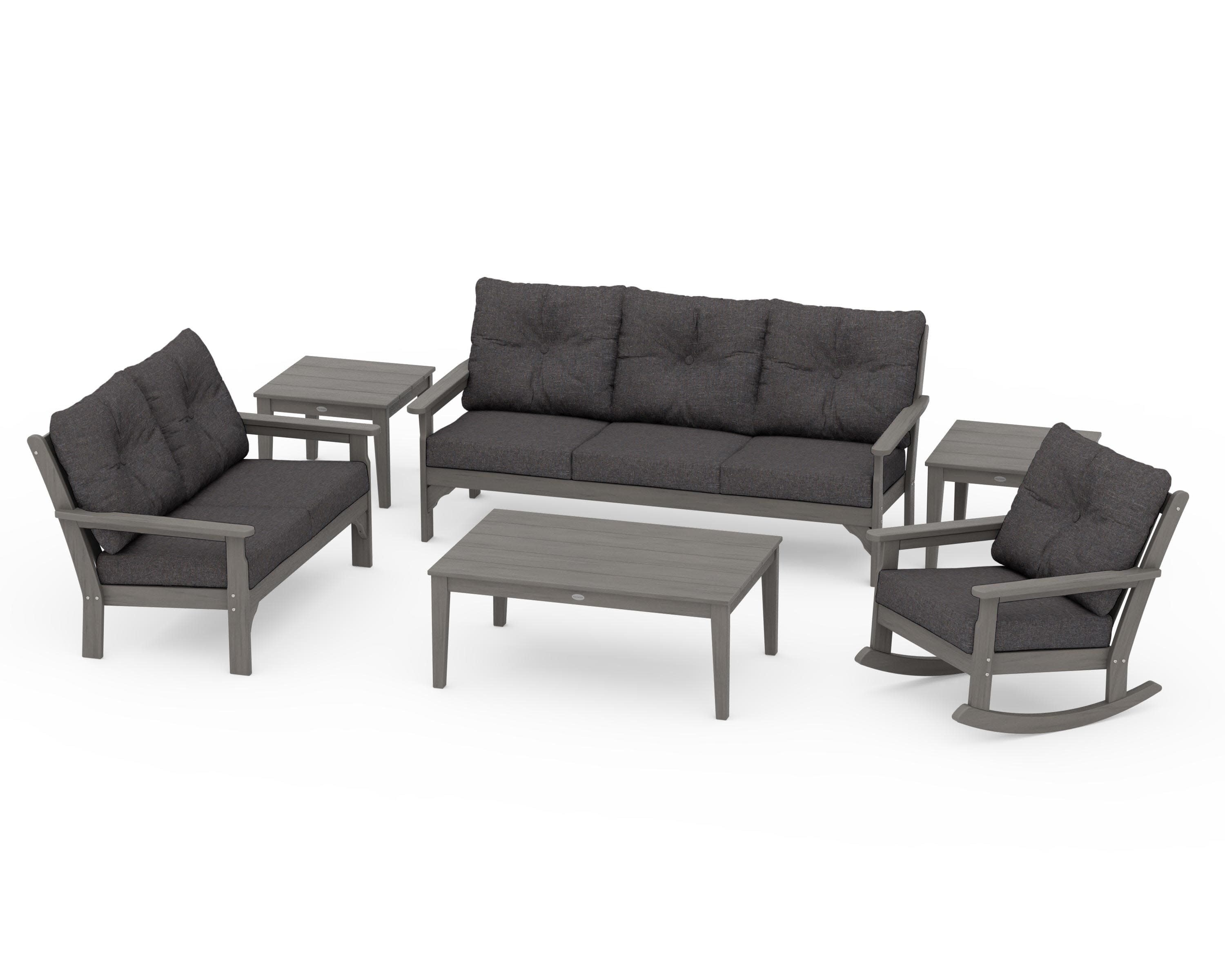Vineyard 6-Piece Deep Seating Set in Driftwood / Ash Charcoal