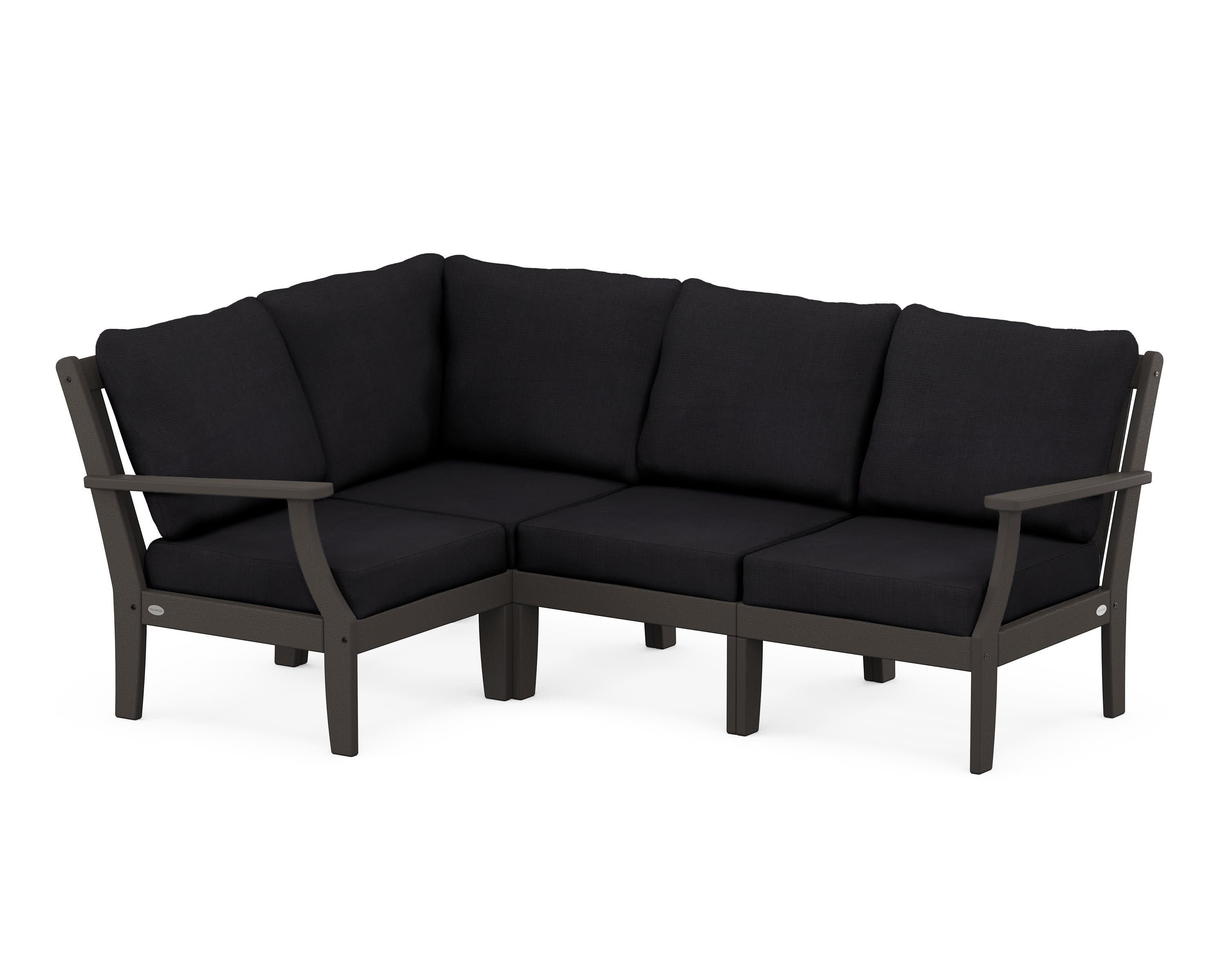 Braxton Modular 4-Piece Deep Seating Set in Vintage Coffee / Midnight Linen