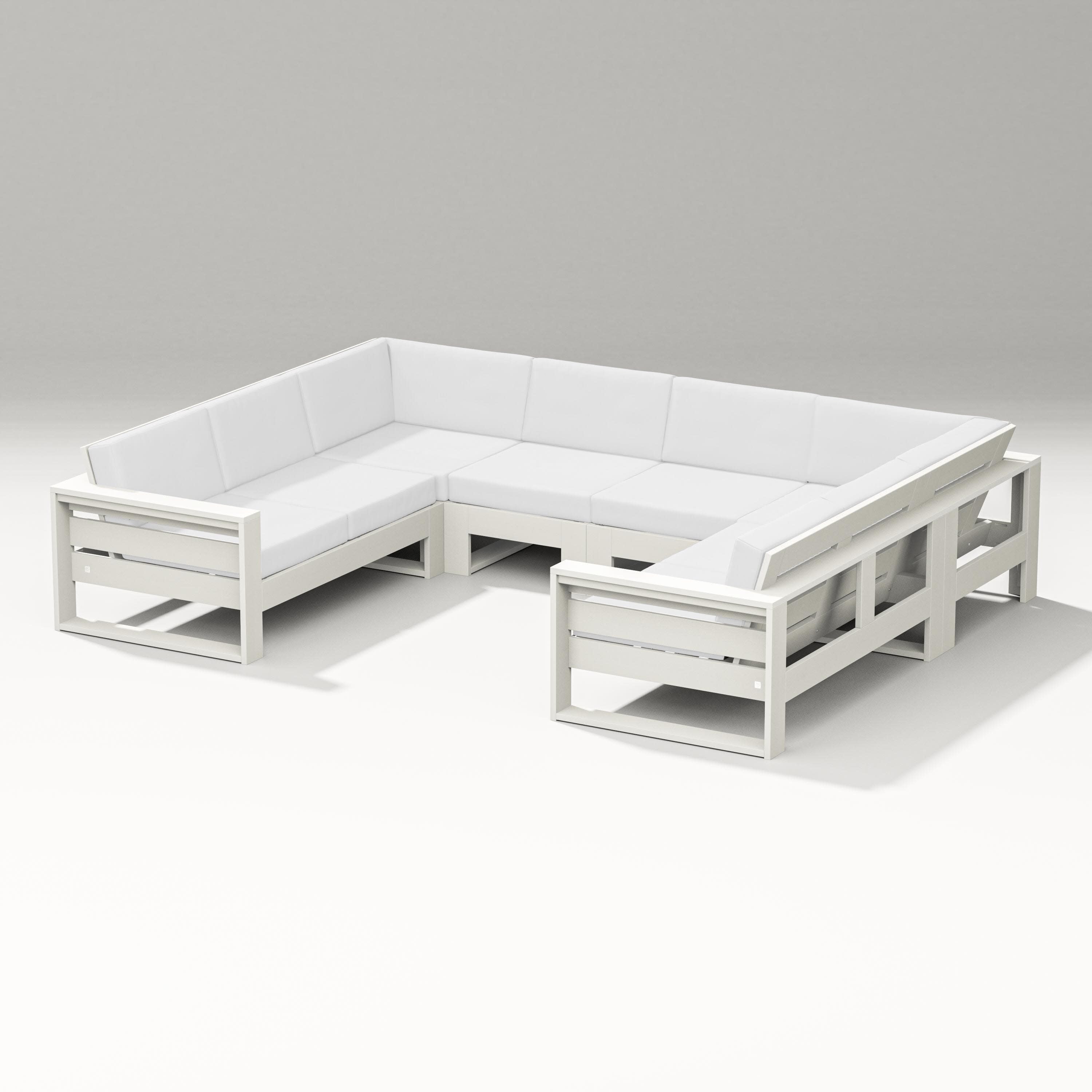 Latitude U-Shaped Sectional in Vintage White / Natural