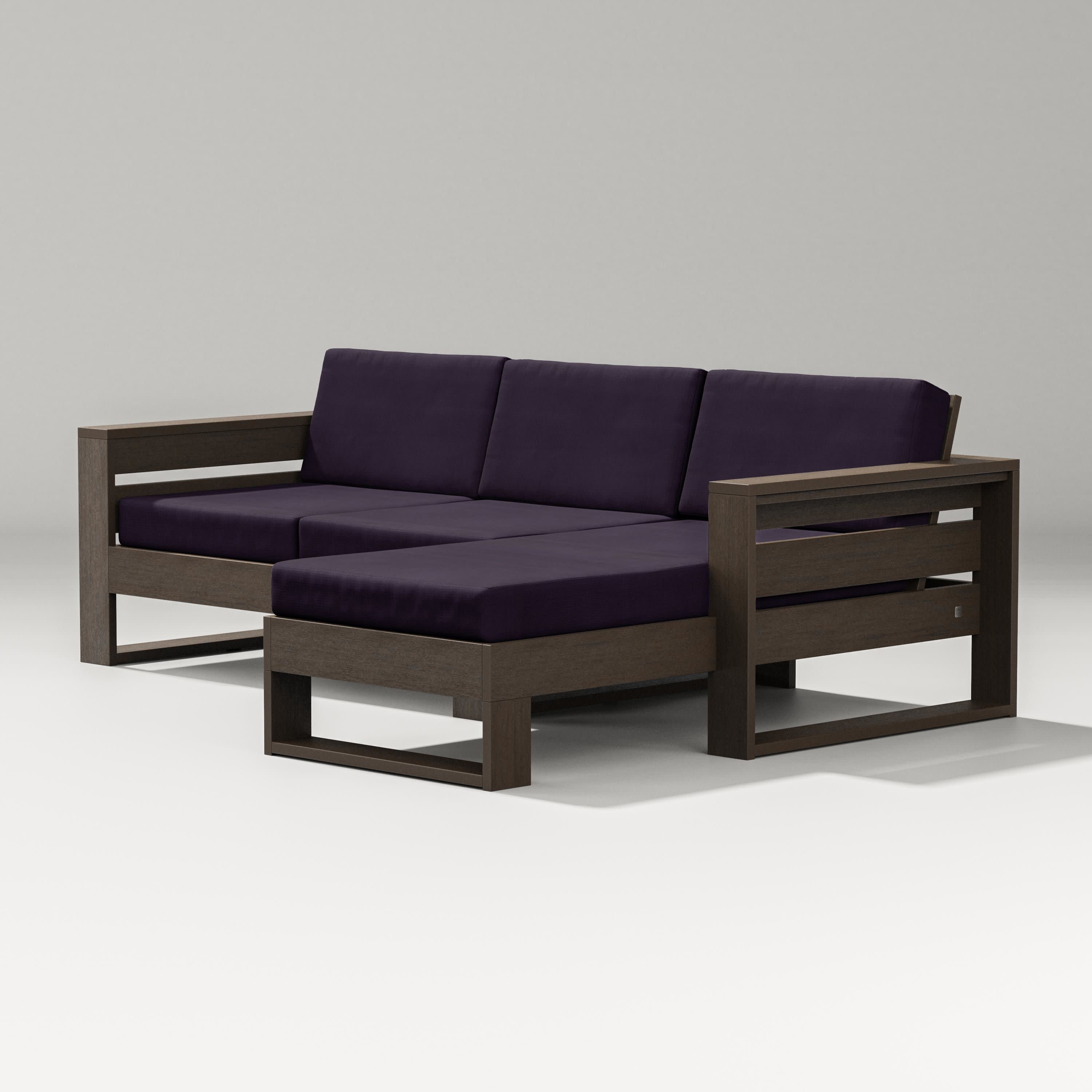 Latitude Right Chaise Sectional in Kona / Navy Linen