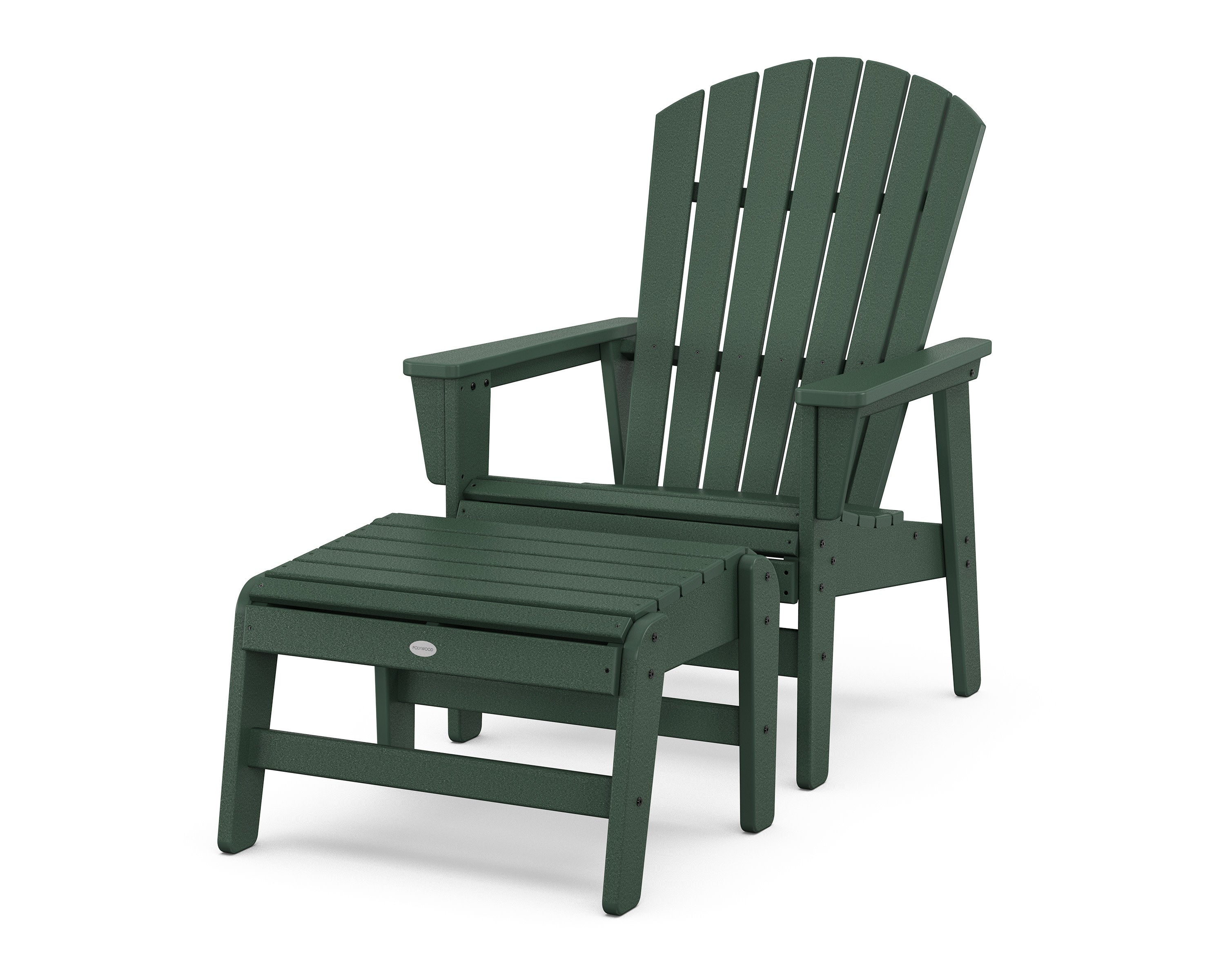 Nautical Grand Upright Adirondack Chair with Ottoman in Green