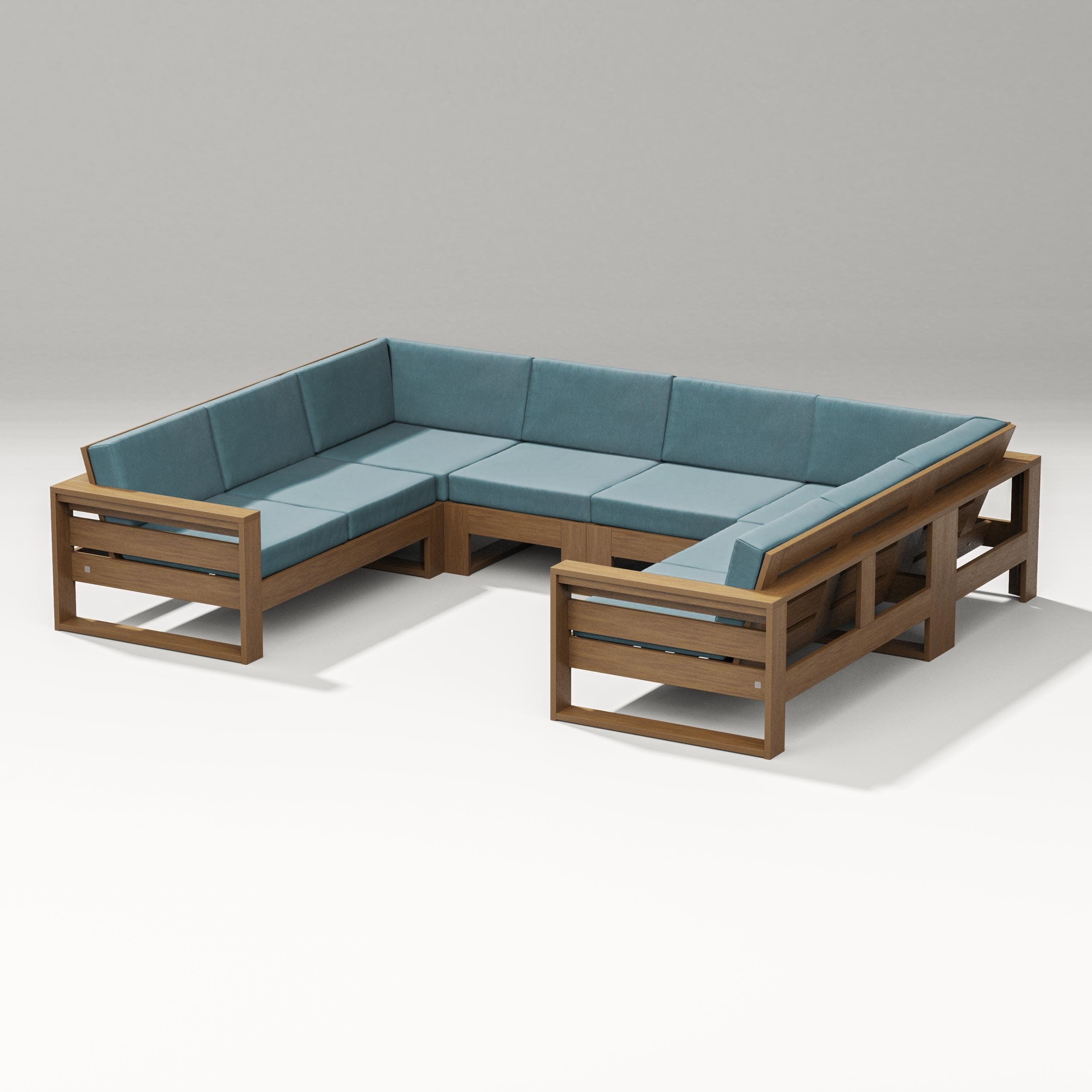 Latitude U-Shaped Sectional in Natural / Ocean Teal