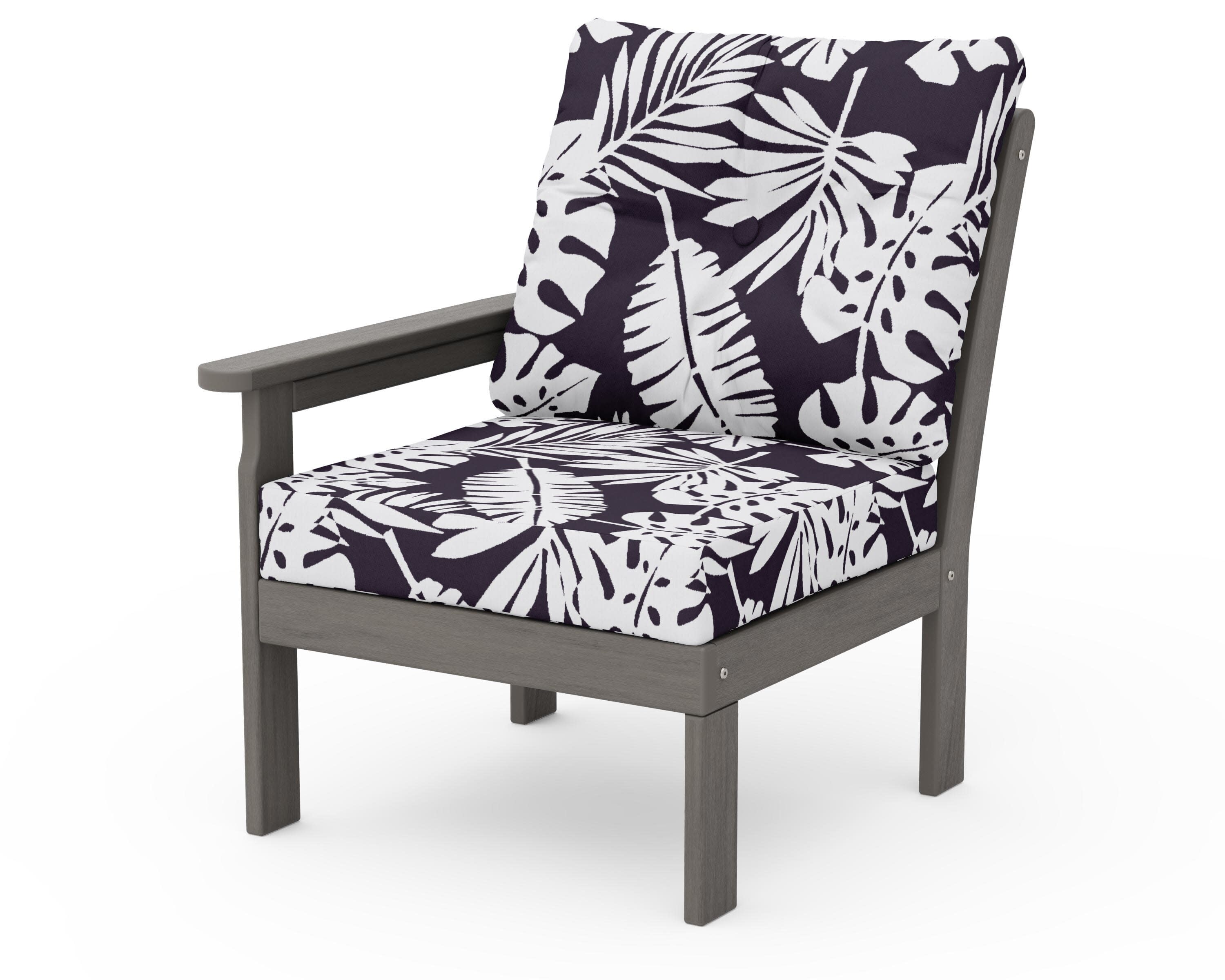 Vineyard Modular Left Arm Chair in Driftwood / Leaf Navy