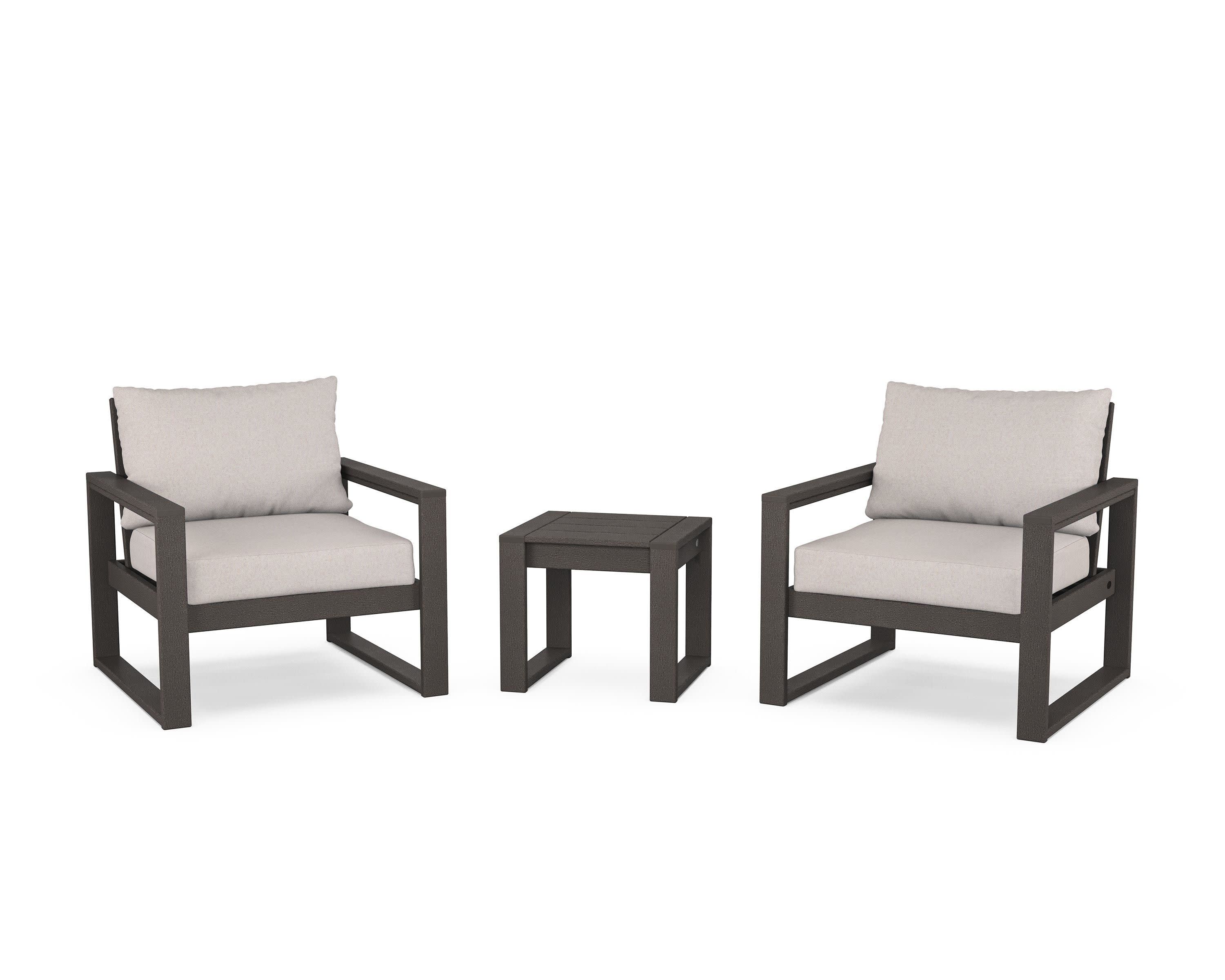 EDGE Sectional 3-Piece Deep Seating Set in Vintage Coffee / Dune Burlap