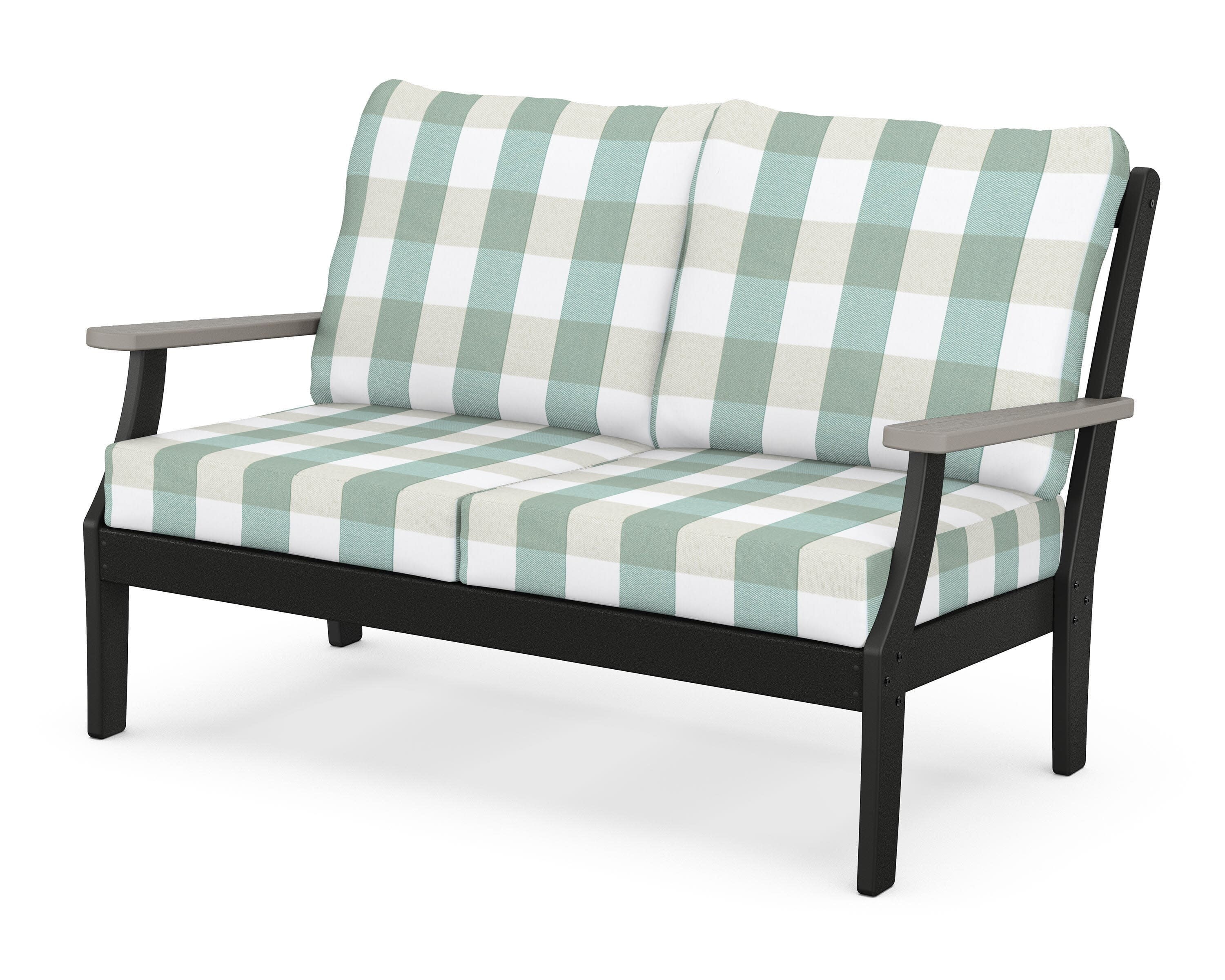 Braxton Deep Seating Loveseat in Black / Driftwood / Buffalo Plaid Glacier Spa