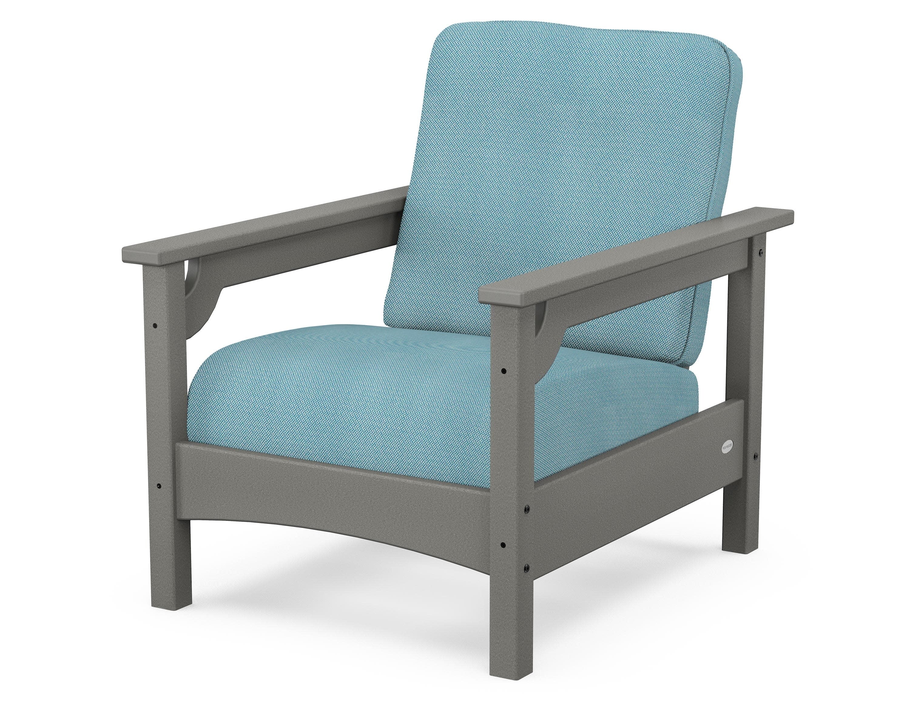 Club Chair in Slate Grey / Lattice Sky Blue