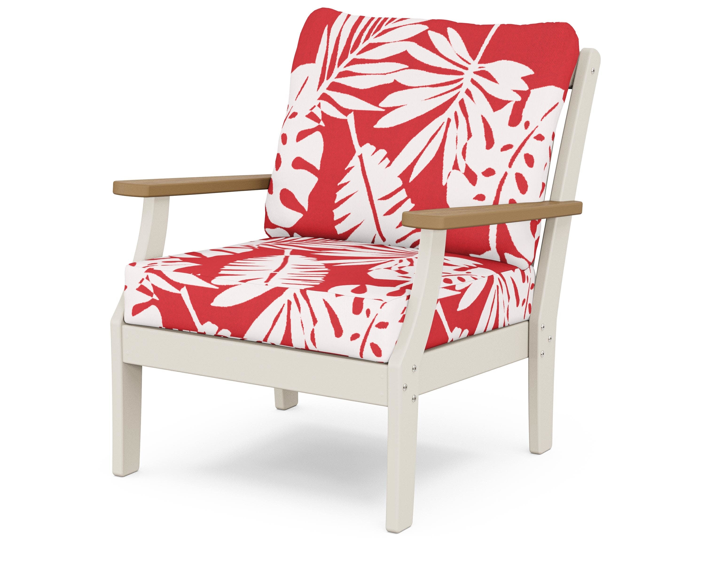 Braxton Deep Seating Chair in Sand / Natural / Leaf Crimson