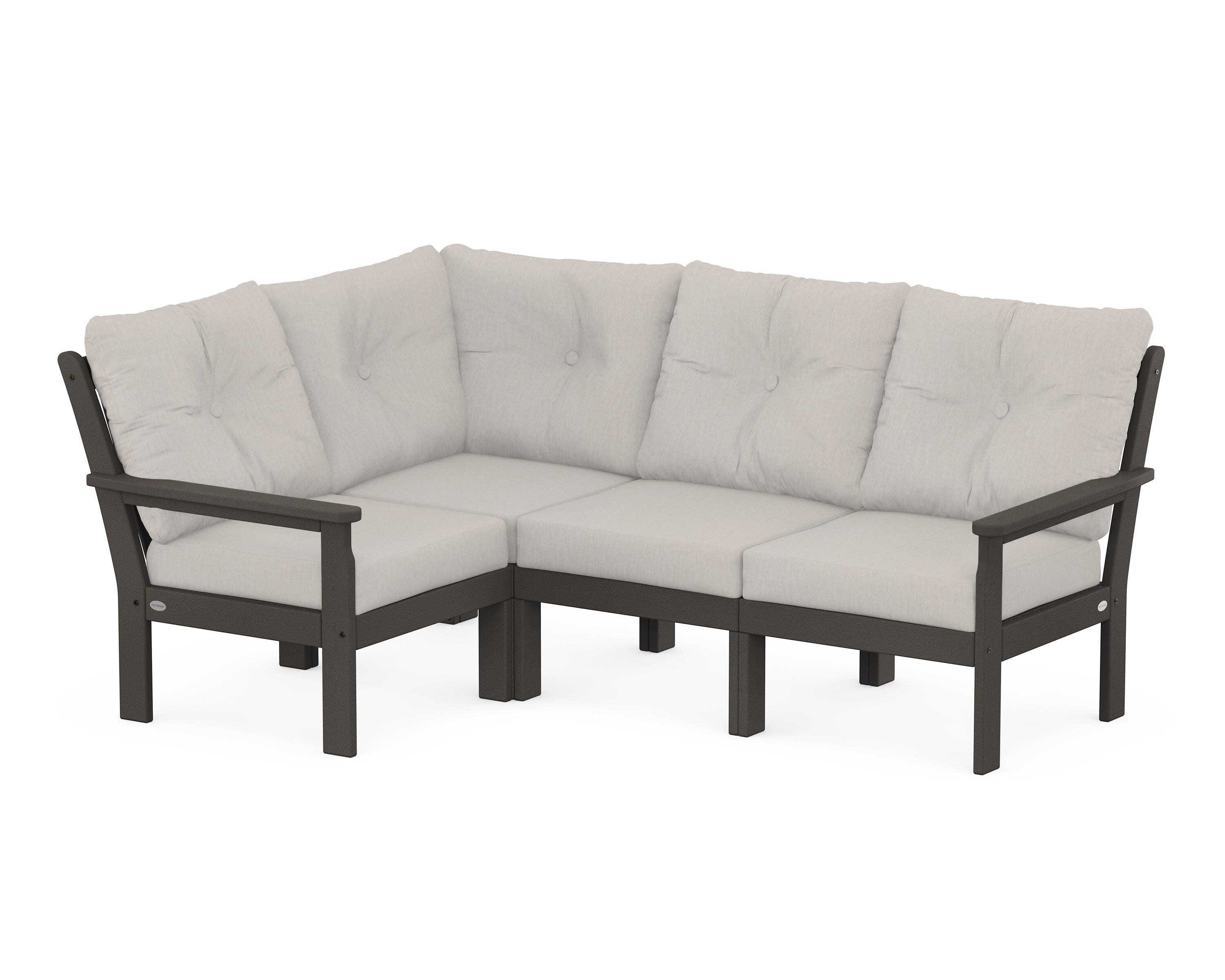 Vineyard 4-Piece Sectional in Vintage Coffee / Cast Ash