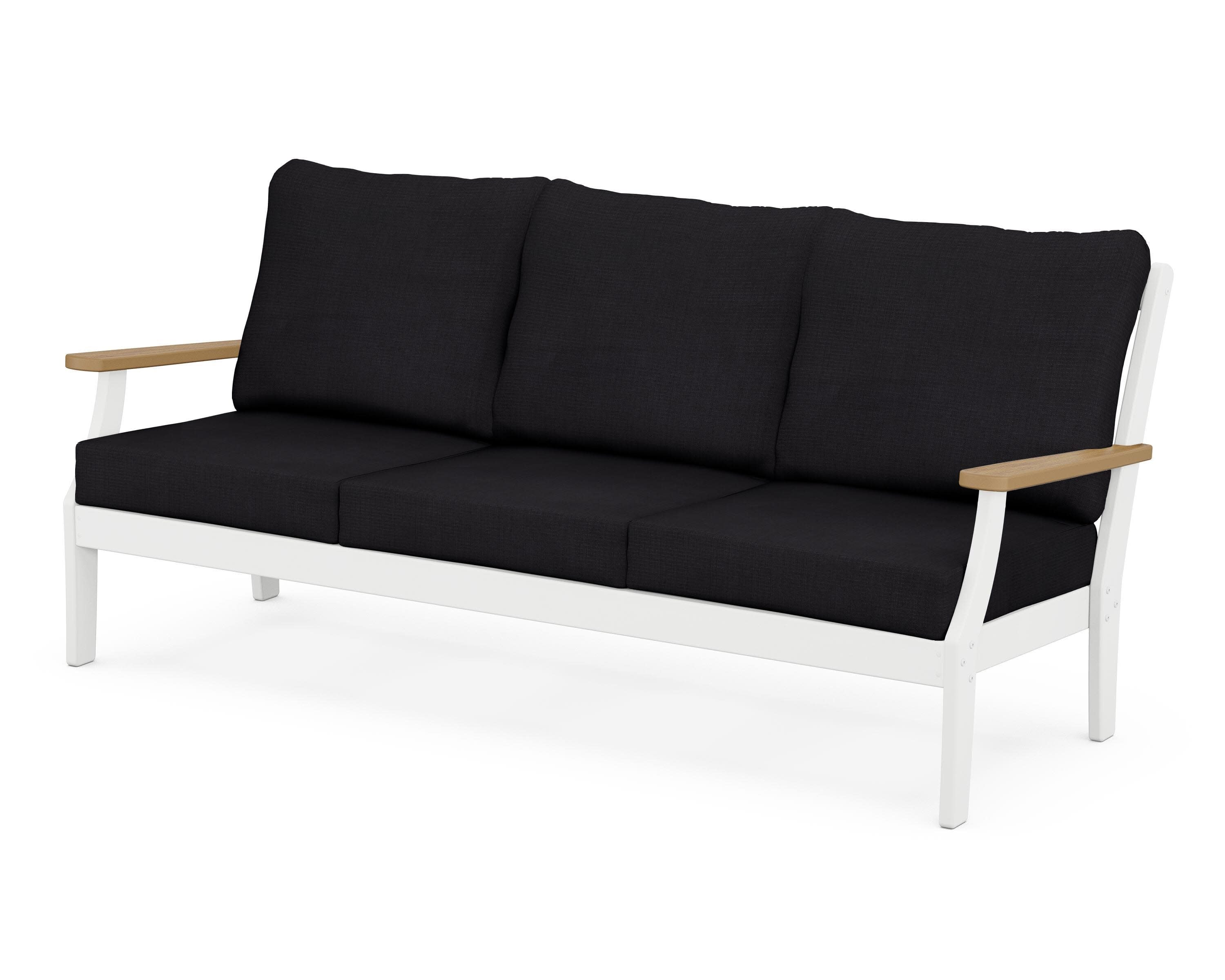 Braxton Deep Seating Sofa in White / Natural / Midnight Linen