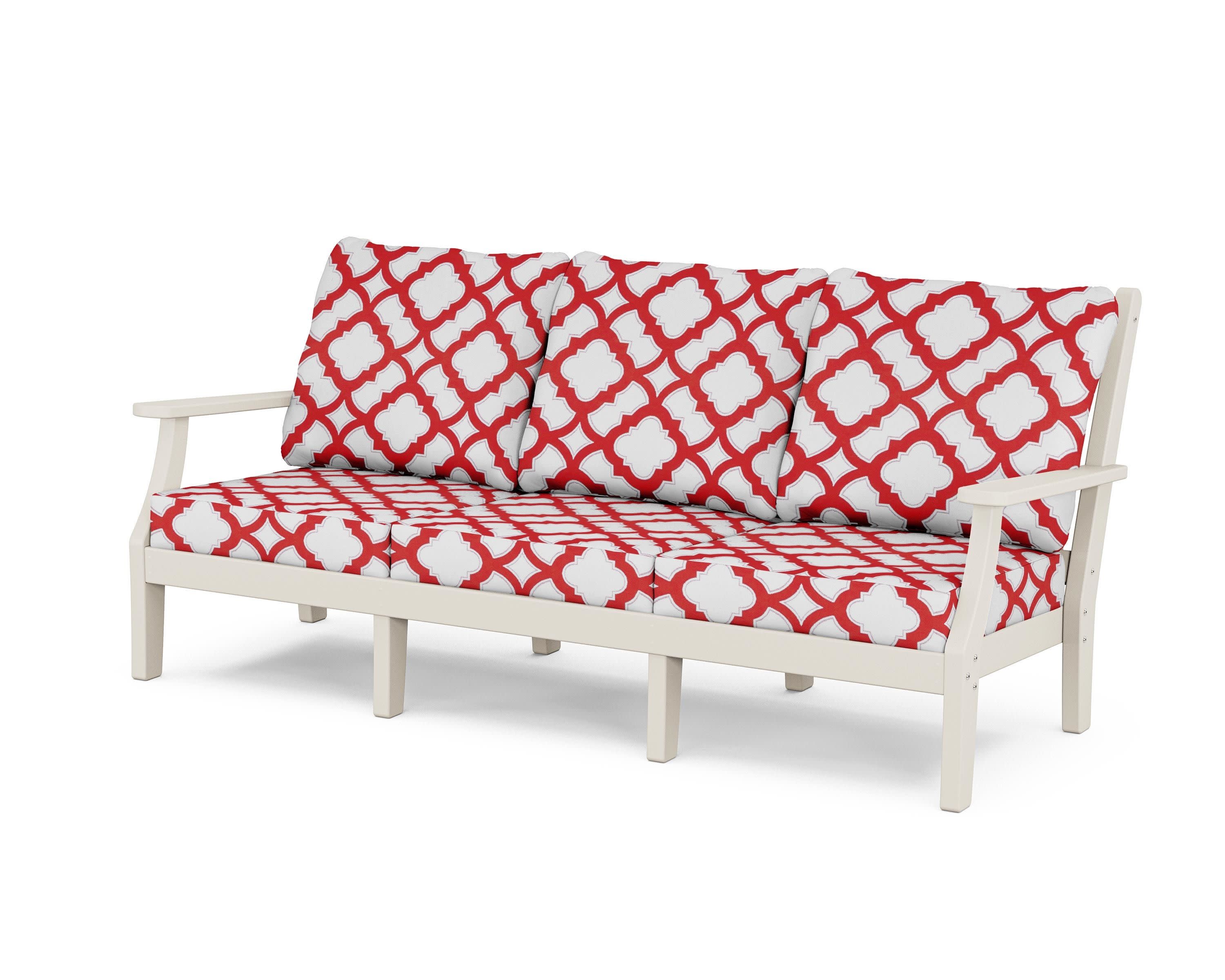 Wovendale Deep Seating Sofa in Sand / Trellis Crimson