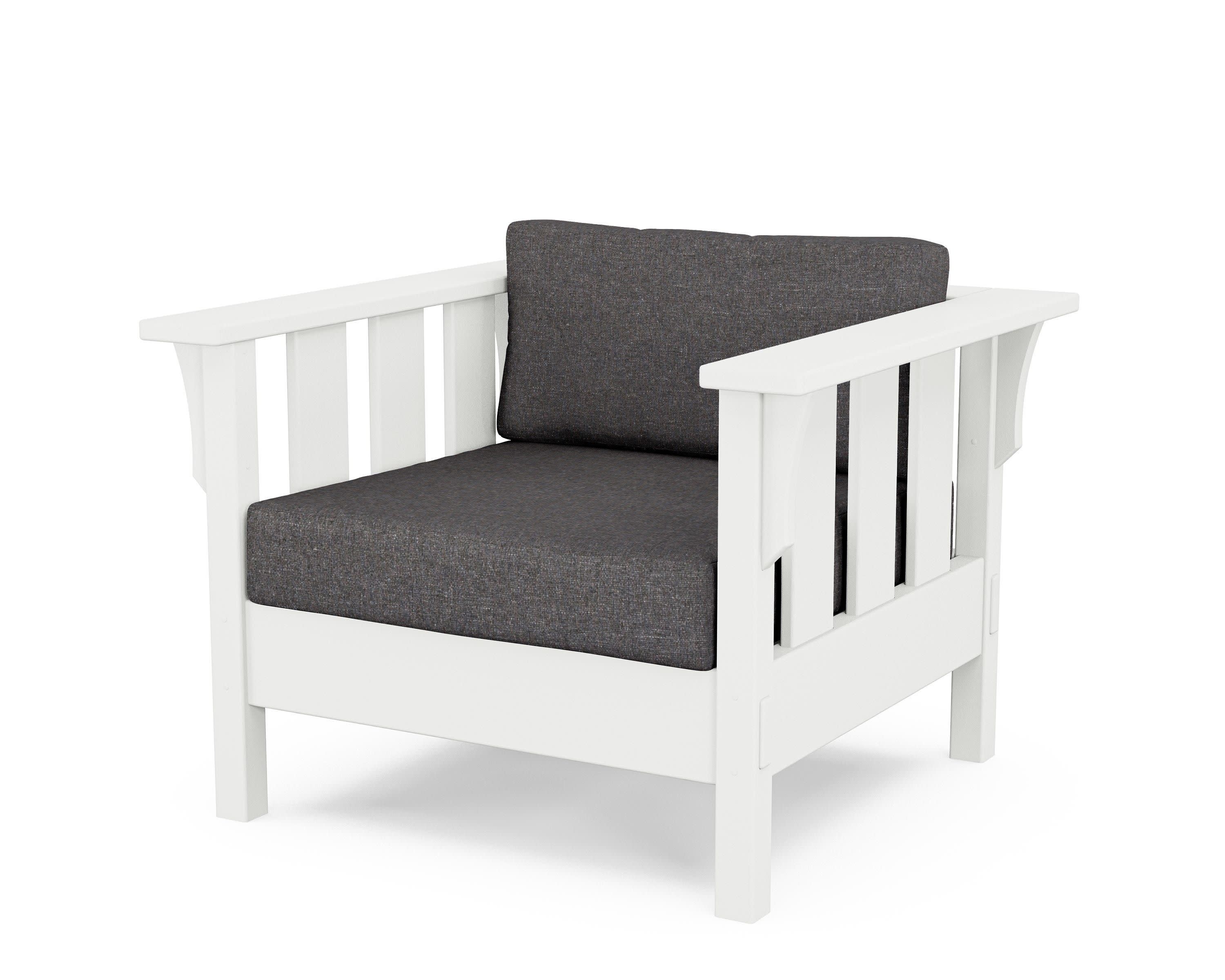 Acadia Deep Seating Chair in White / Ash Charcoal