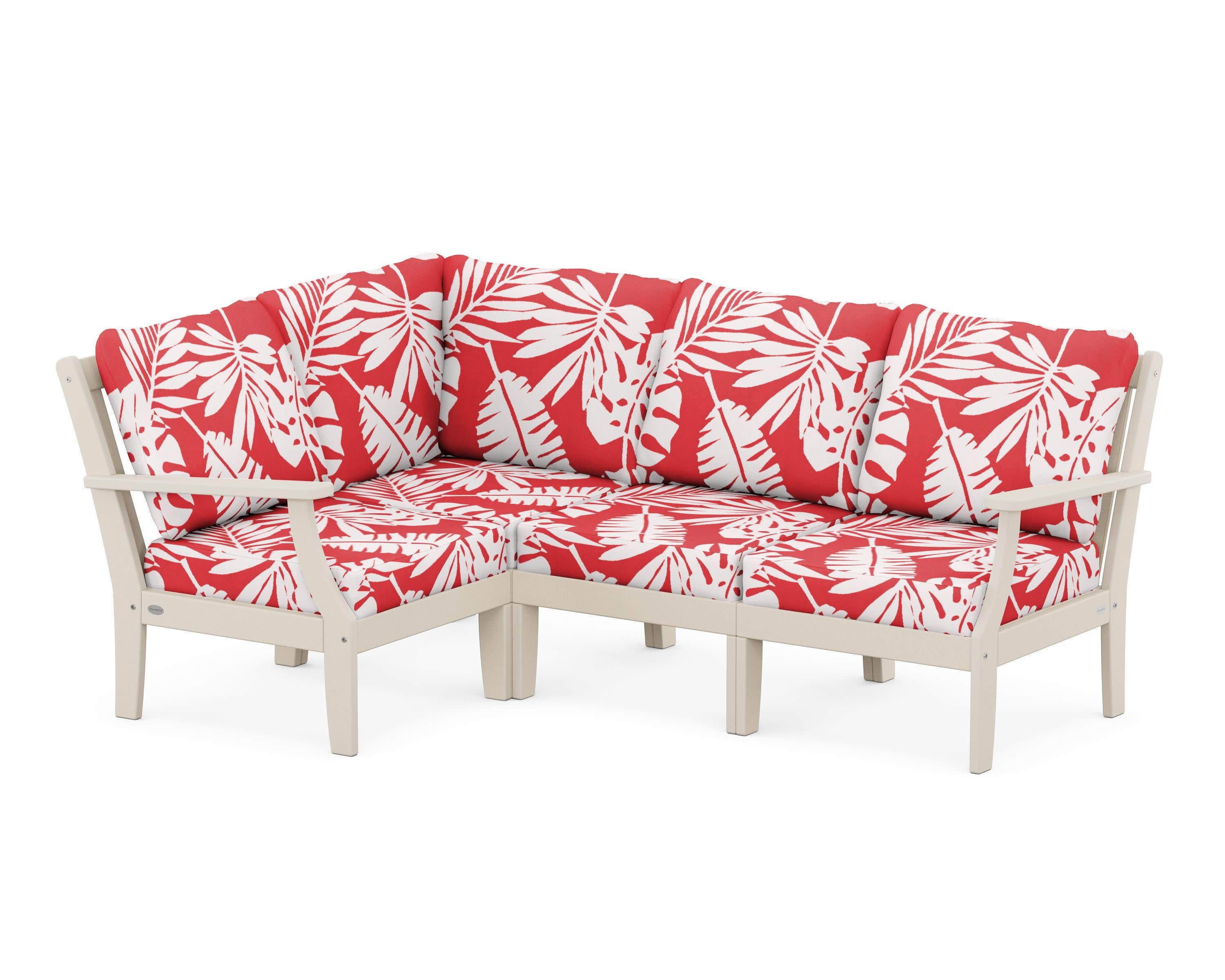 Braxton Modular 4-Piece Deep Seating Set in Sand / Leaf Crimson